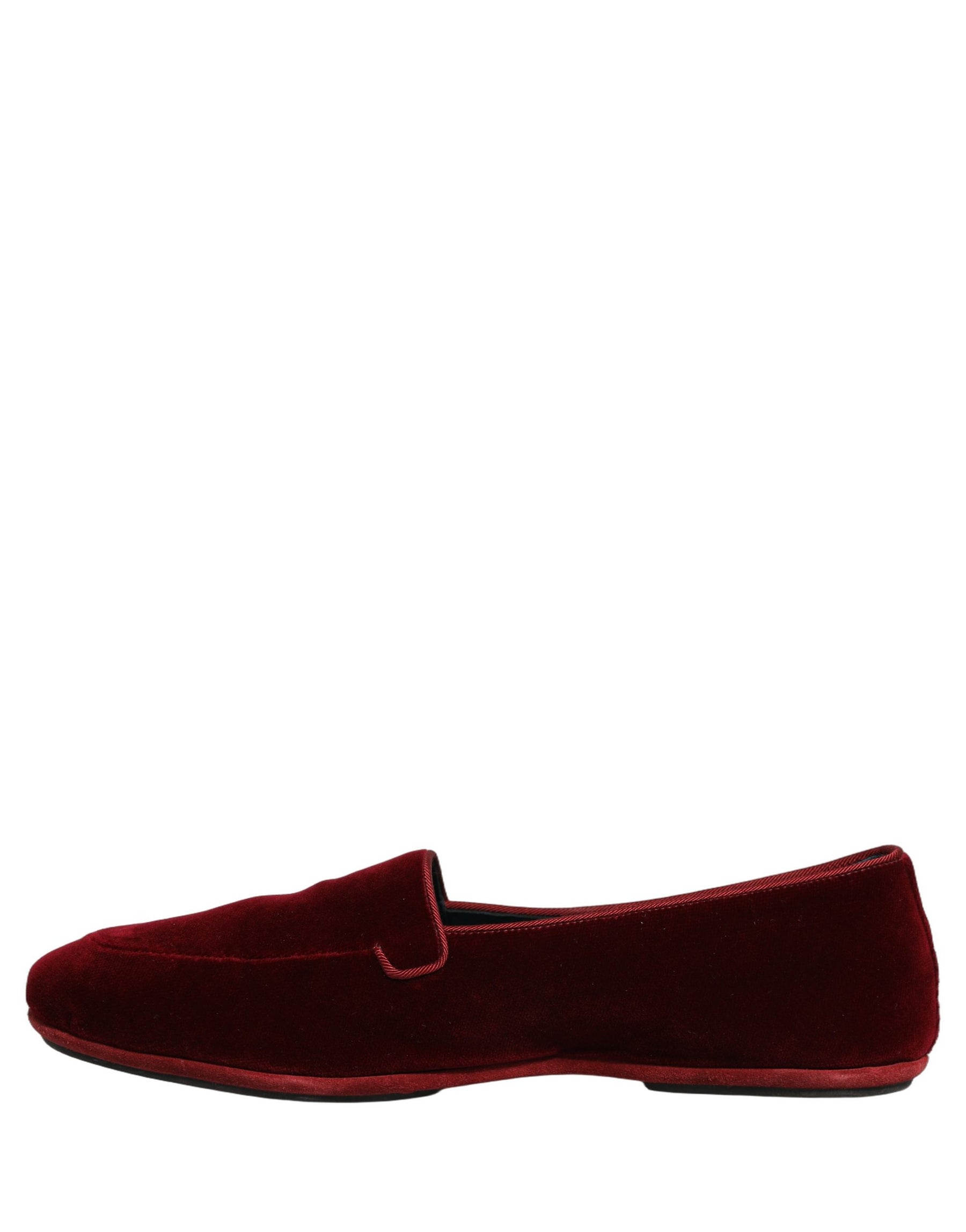 Dolce & Gabbana Maroon Velvet Slip On Men Flats Loafers Shoes | Regal Royce