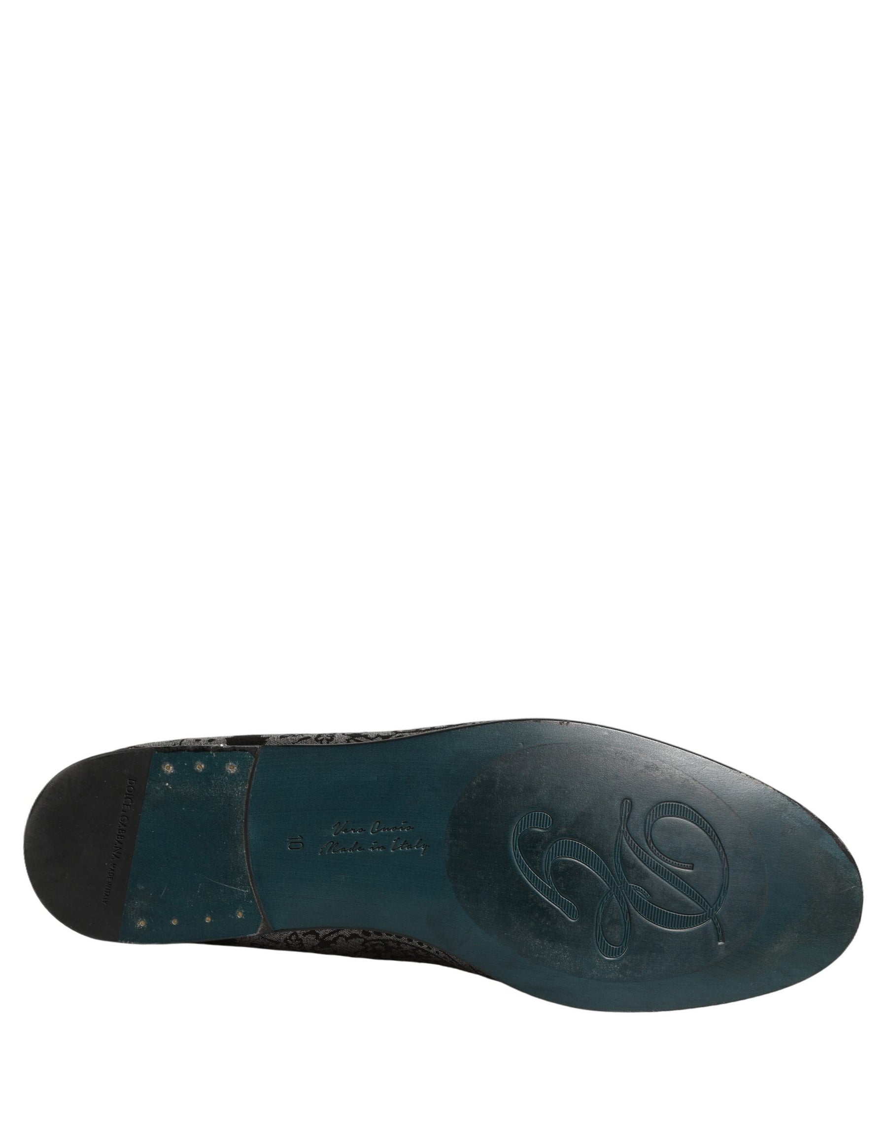 Dolce & Gabbana Silver Jacquard Leather Slip On Loafers Shoes | Regal Royce