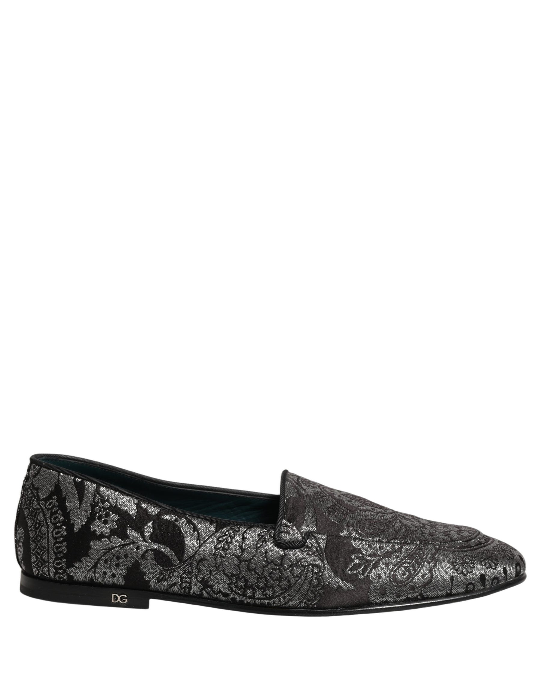Dolce & Gabbana Silver Jacquard Leather Slip On Loafers Shoes | Regal Royce