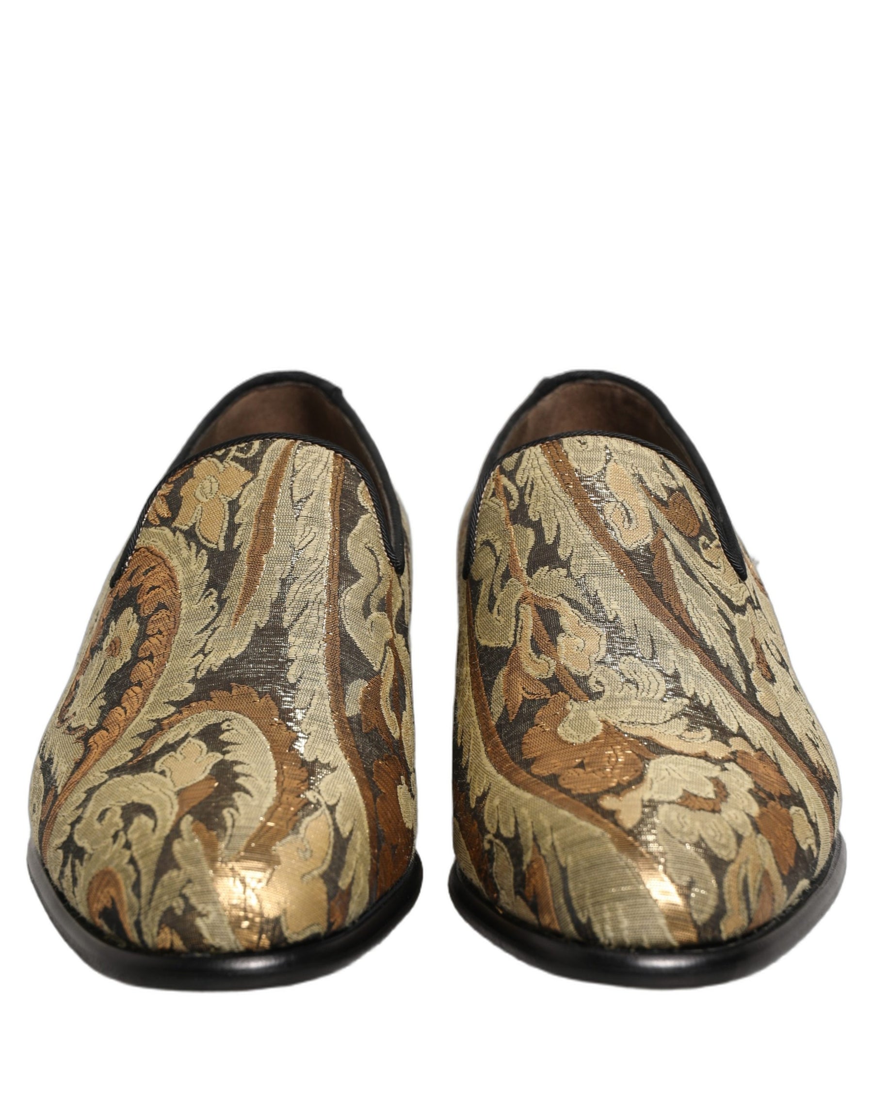 Dolce & Gabbana Gold Brocade Slip On Men Dress Loafers Shoes | Regal Royce