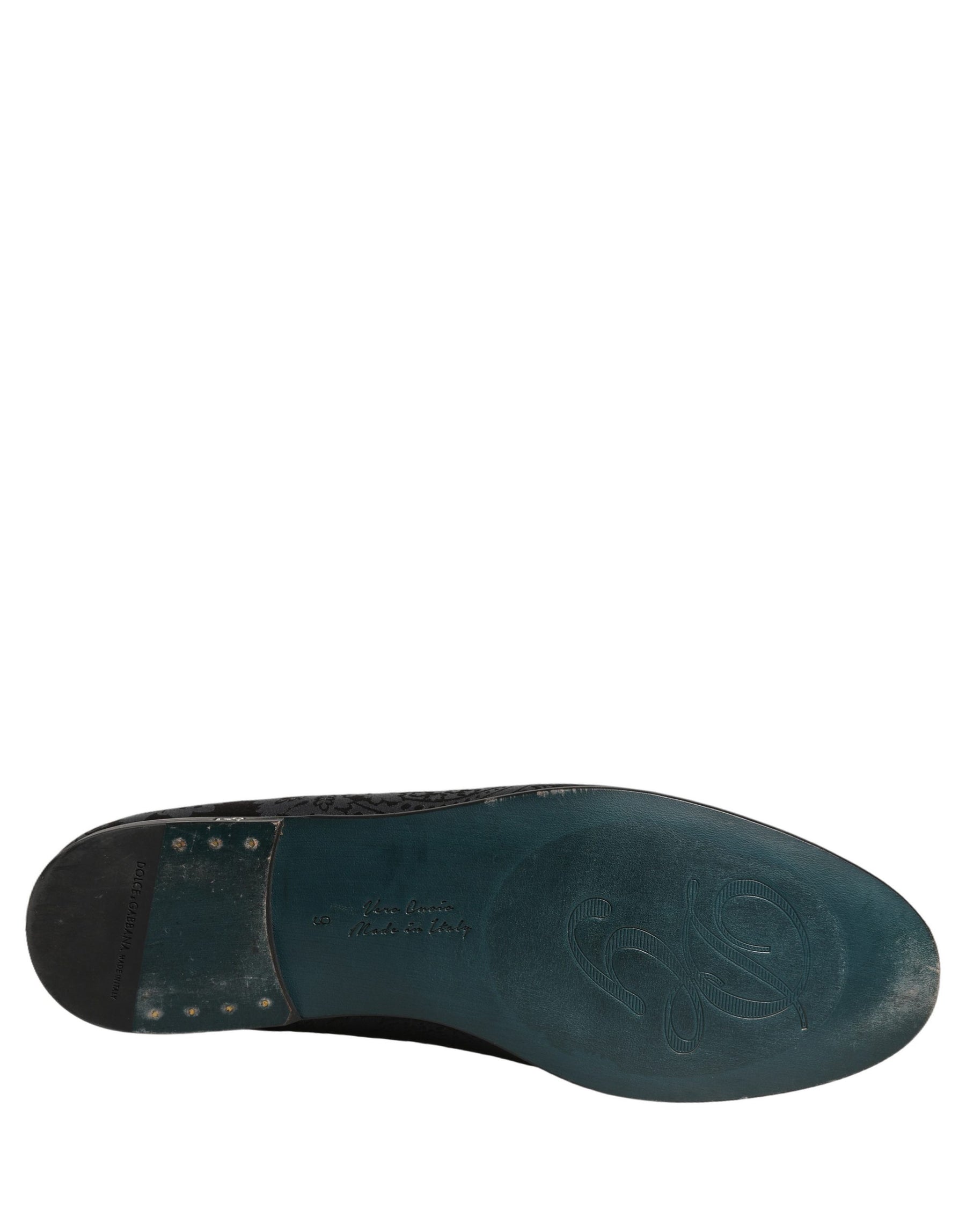 Dolce & Gabbana Blue Jacquard Leather Slip On Loafers Shoes | Regal Royce