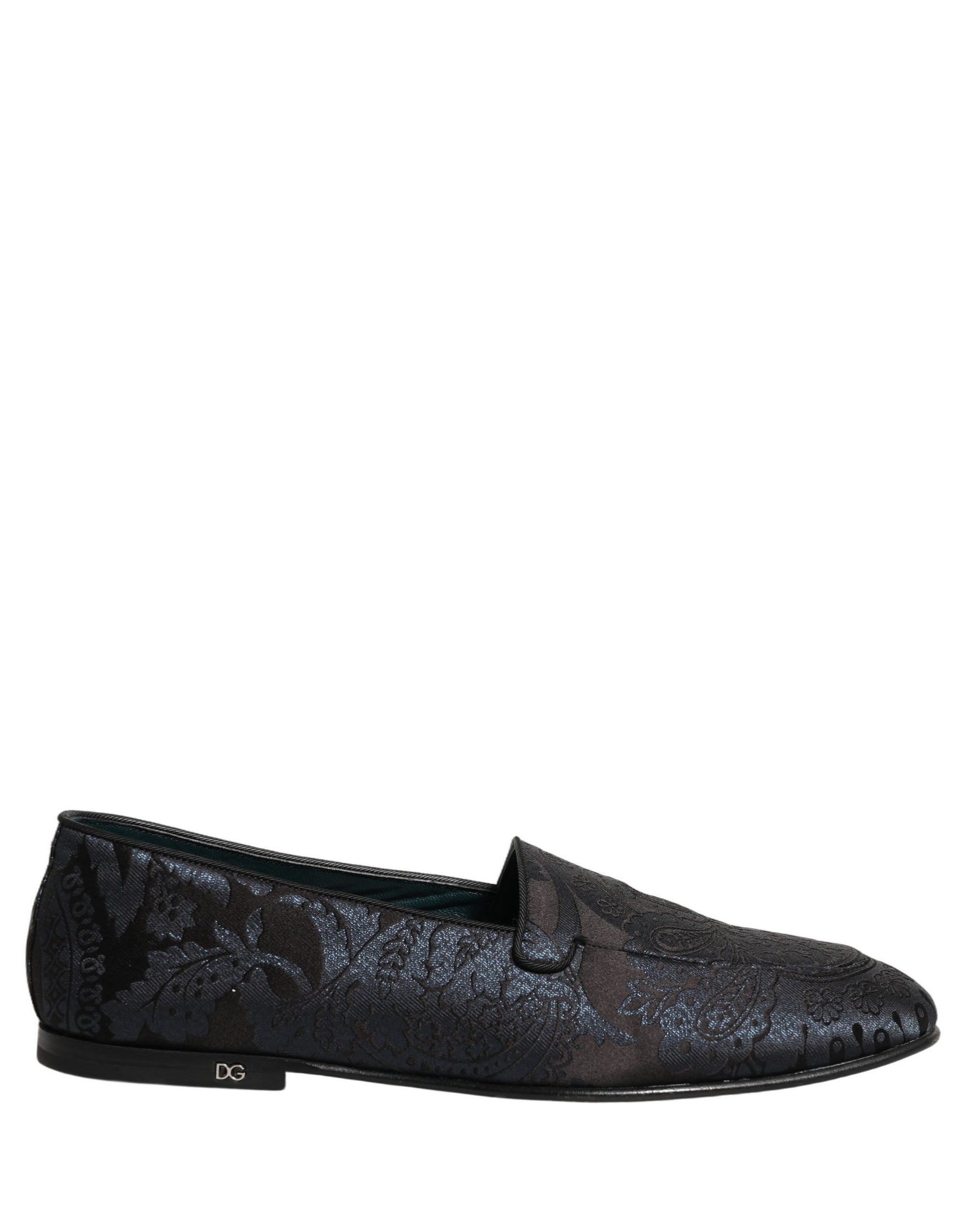 Dolce & Gabbana Silver Jacquard Leather Slip On Loafers Shoes | Regal Royce