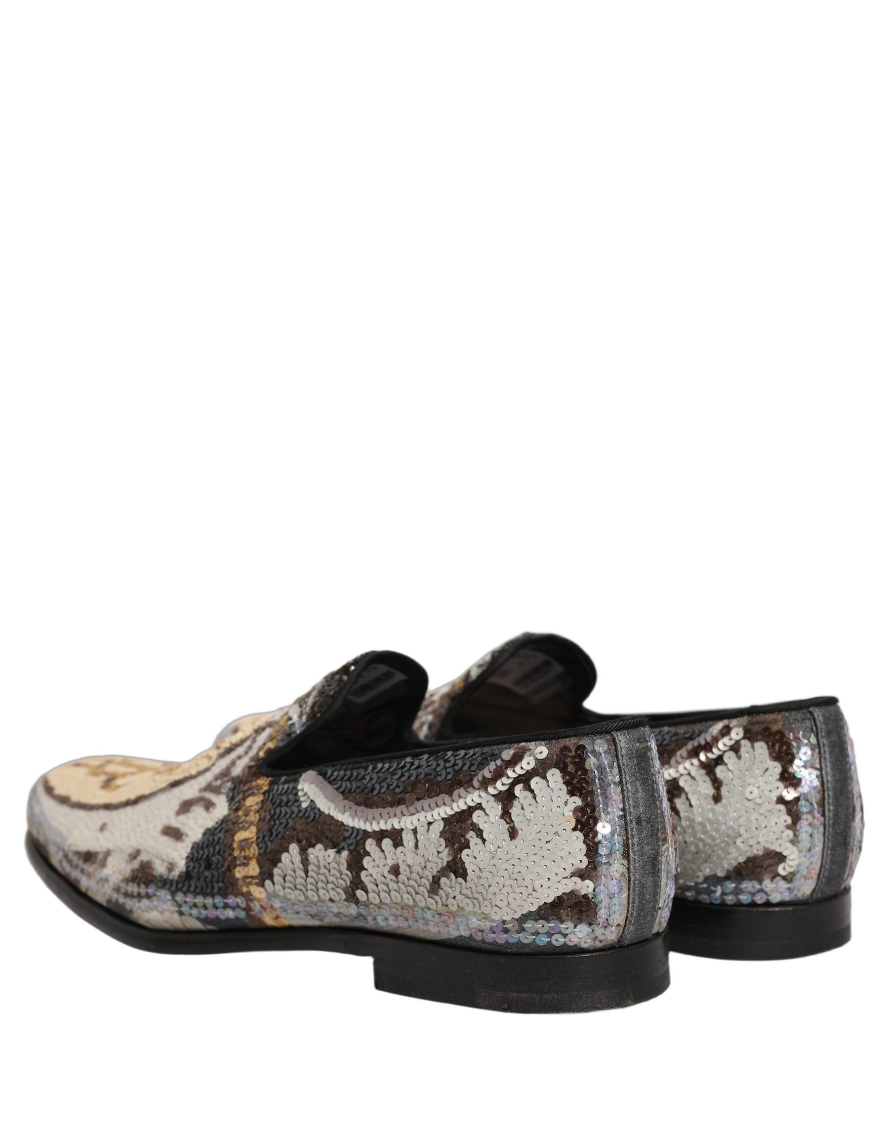 Dolce & Gabbana Multicolor Embroidered Sequin Loafers Shoes | Regal Royce