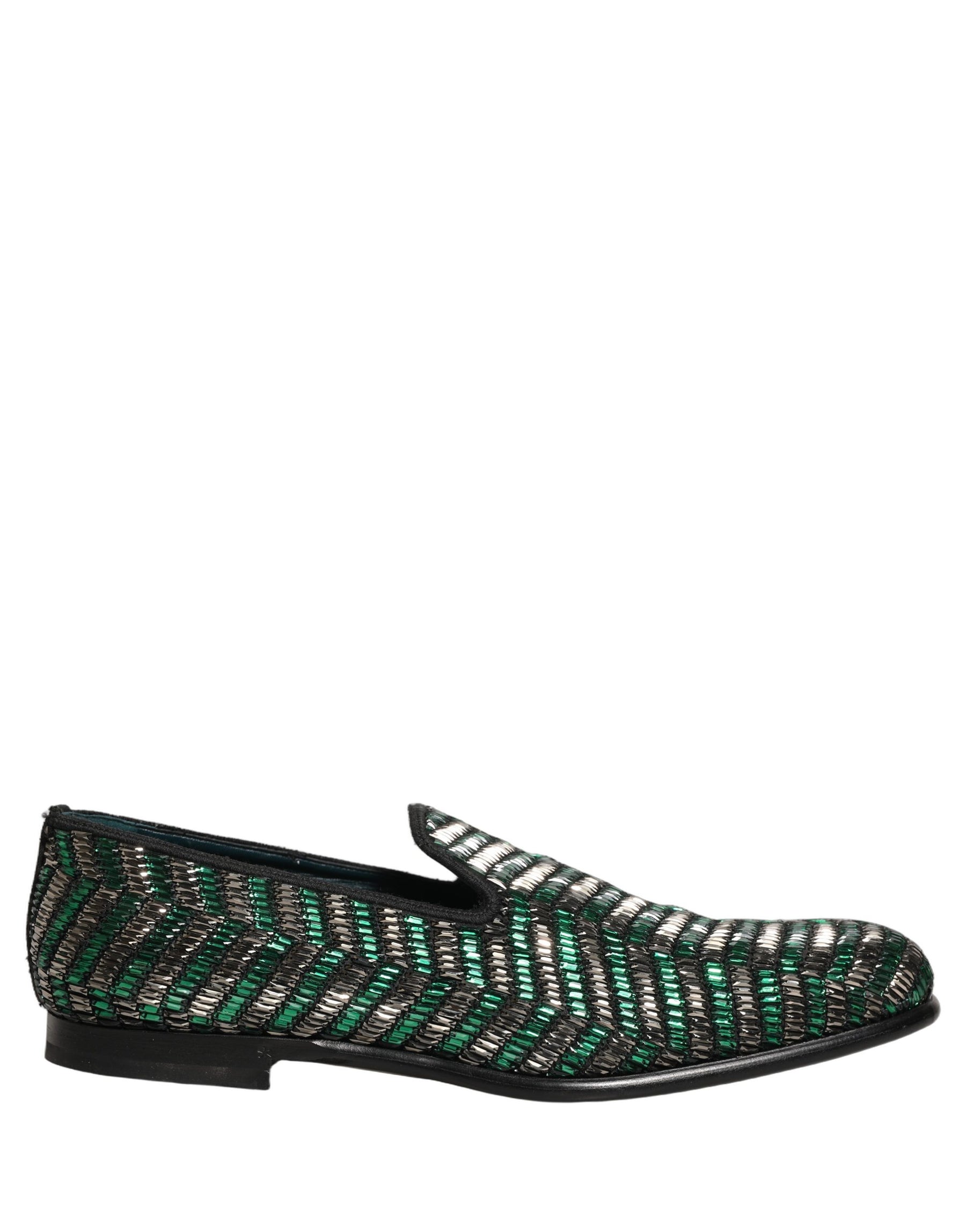 Dolce & Gabbana Silver Green Embellished Dress Loafers Shoes | Regal Royce