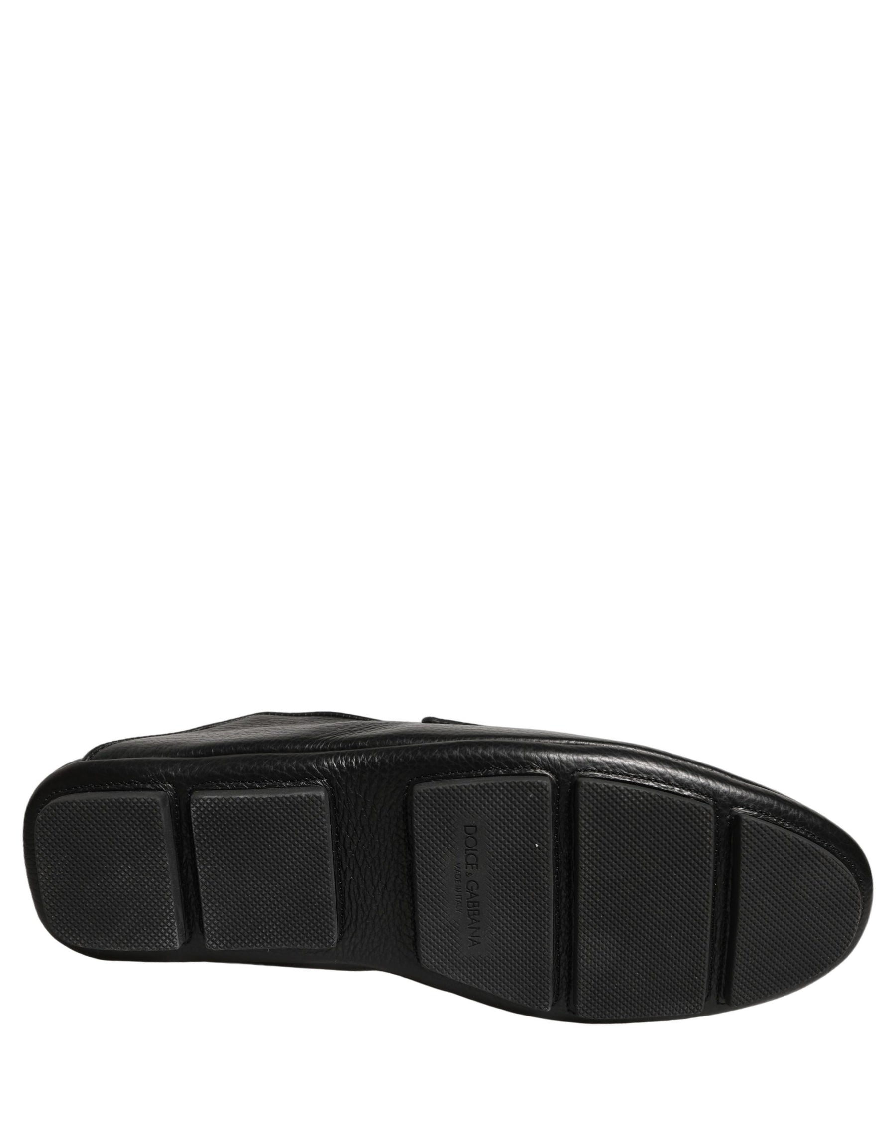 Dolce & Gabbana Black Deerskin Leather Driver Loafers Shoes | Regal Royce