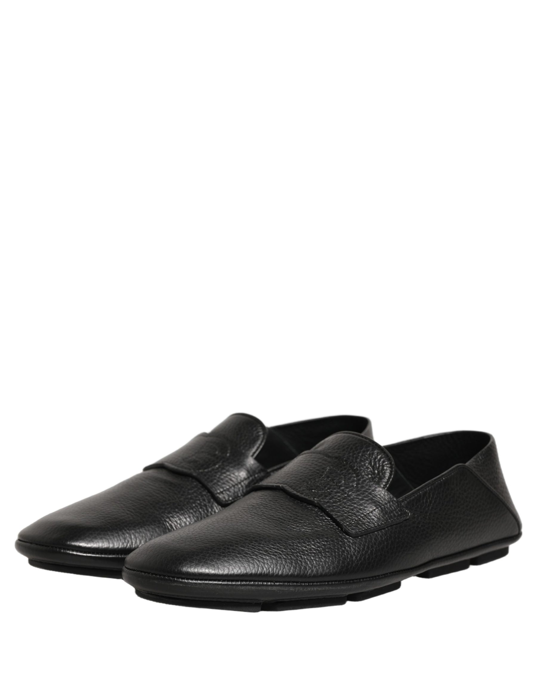 Dolce & Gabbana Black Deerskin Leather Driver Loafers Shoes | Regal Royce