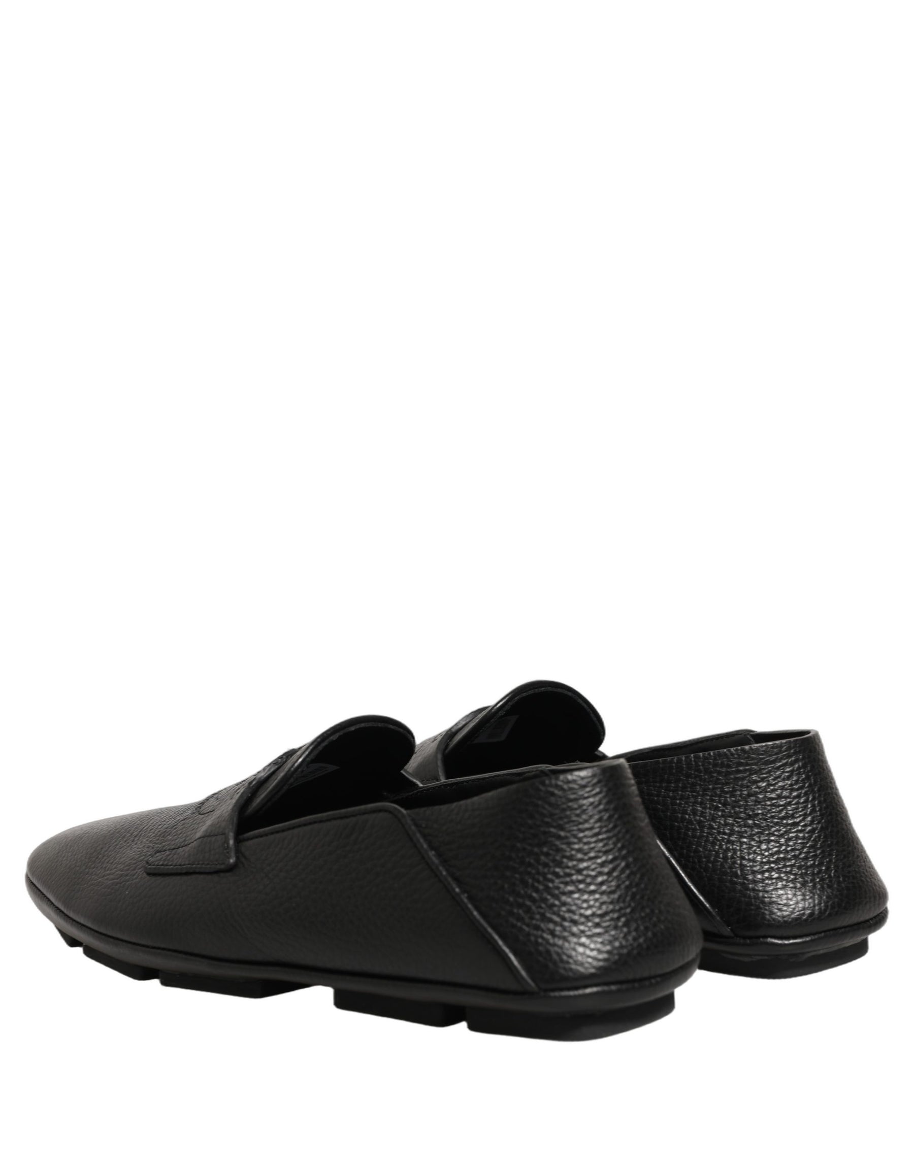Dolce & Gabbana Black Deerskin Leather Driver Loafers Shoes | Regal Royce
