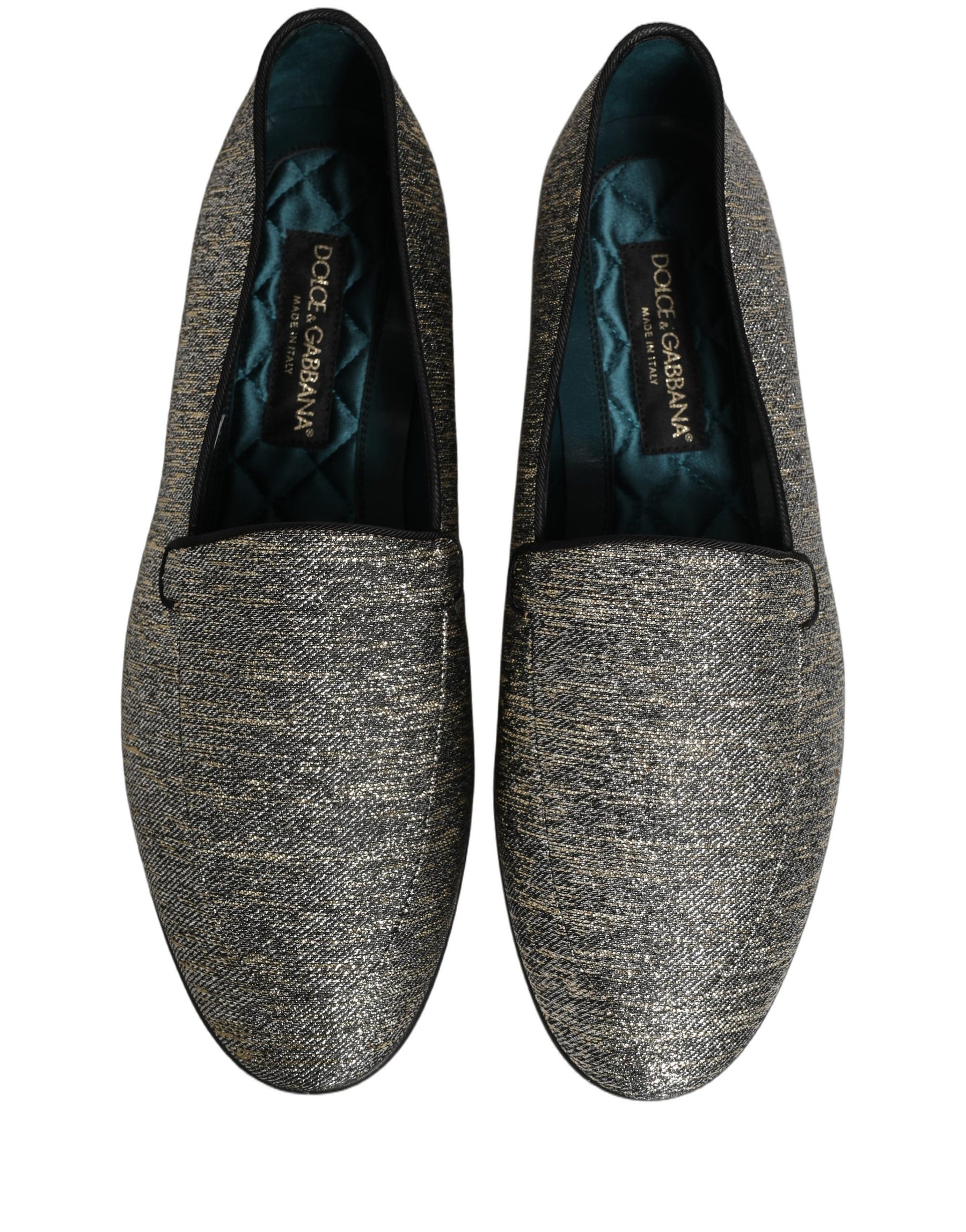 Dolce & Gabbana Gray Glitter Lurex DG Logo Dress Loafers Shoes | Regal Royce