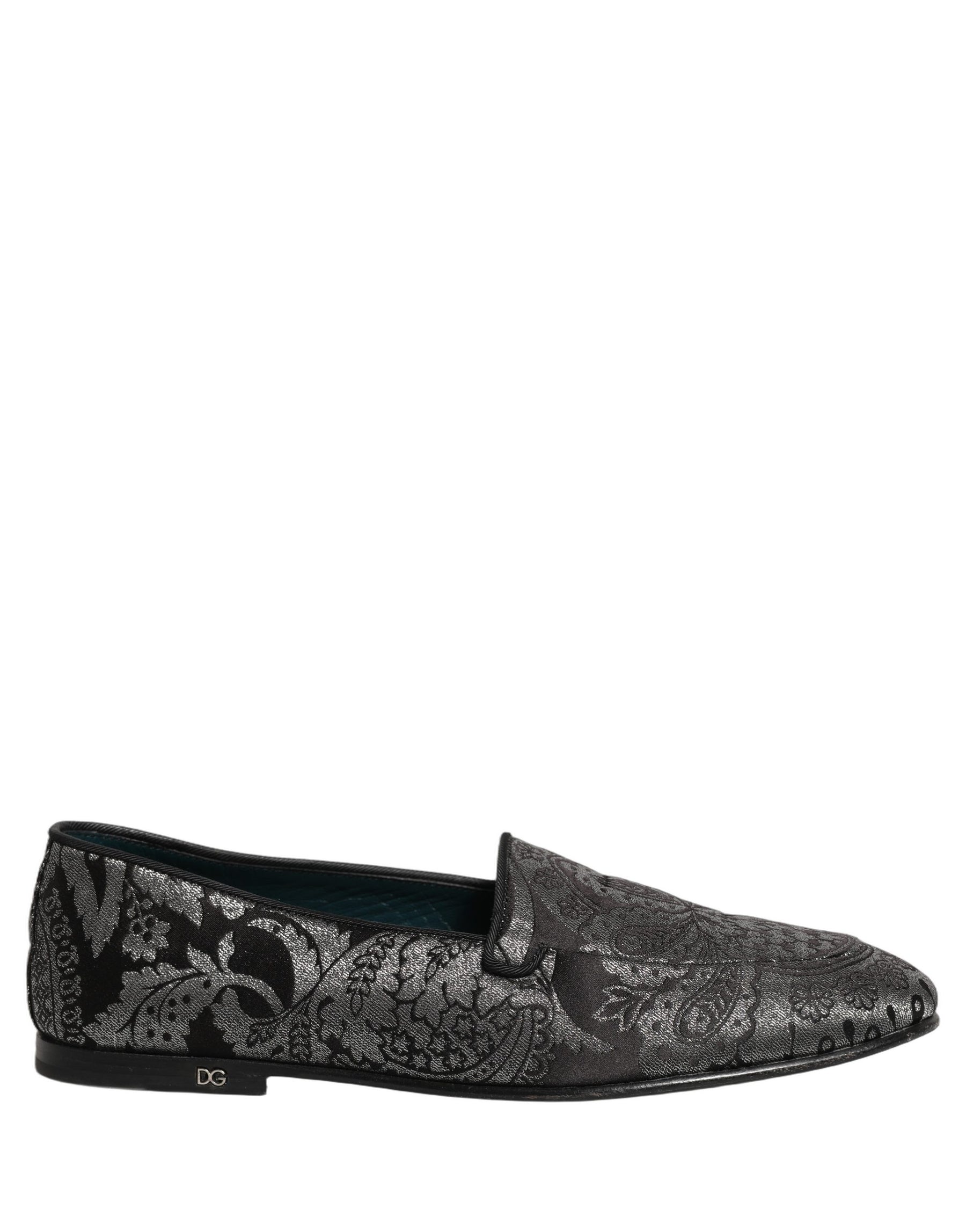 Dolce & Gabbana Silver Jacquard Leather Slip On Loafers Shoes | Regal Royce
