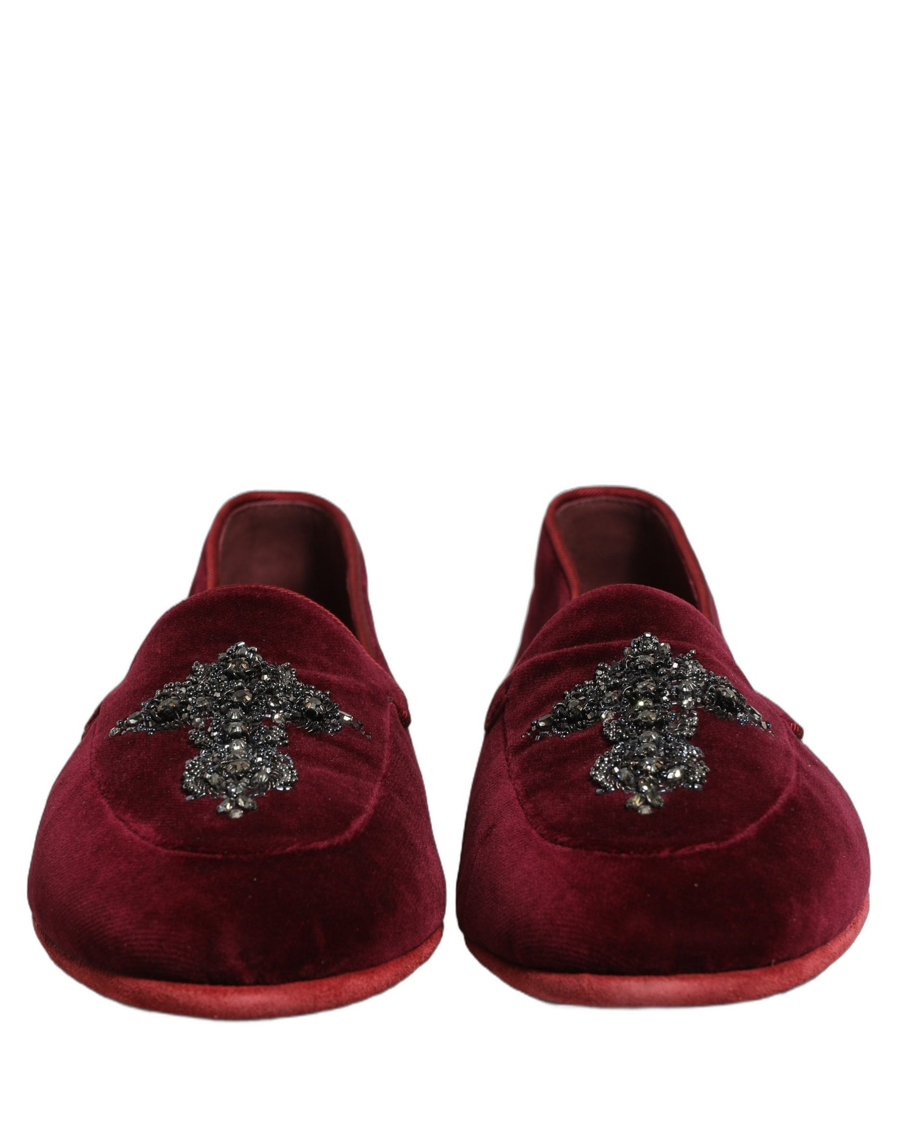 Dolce & Gabbana Red Suede Embellished Men Dress Loafers Shoes | Regal Royce