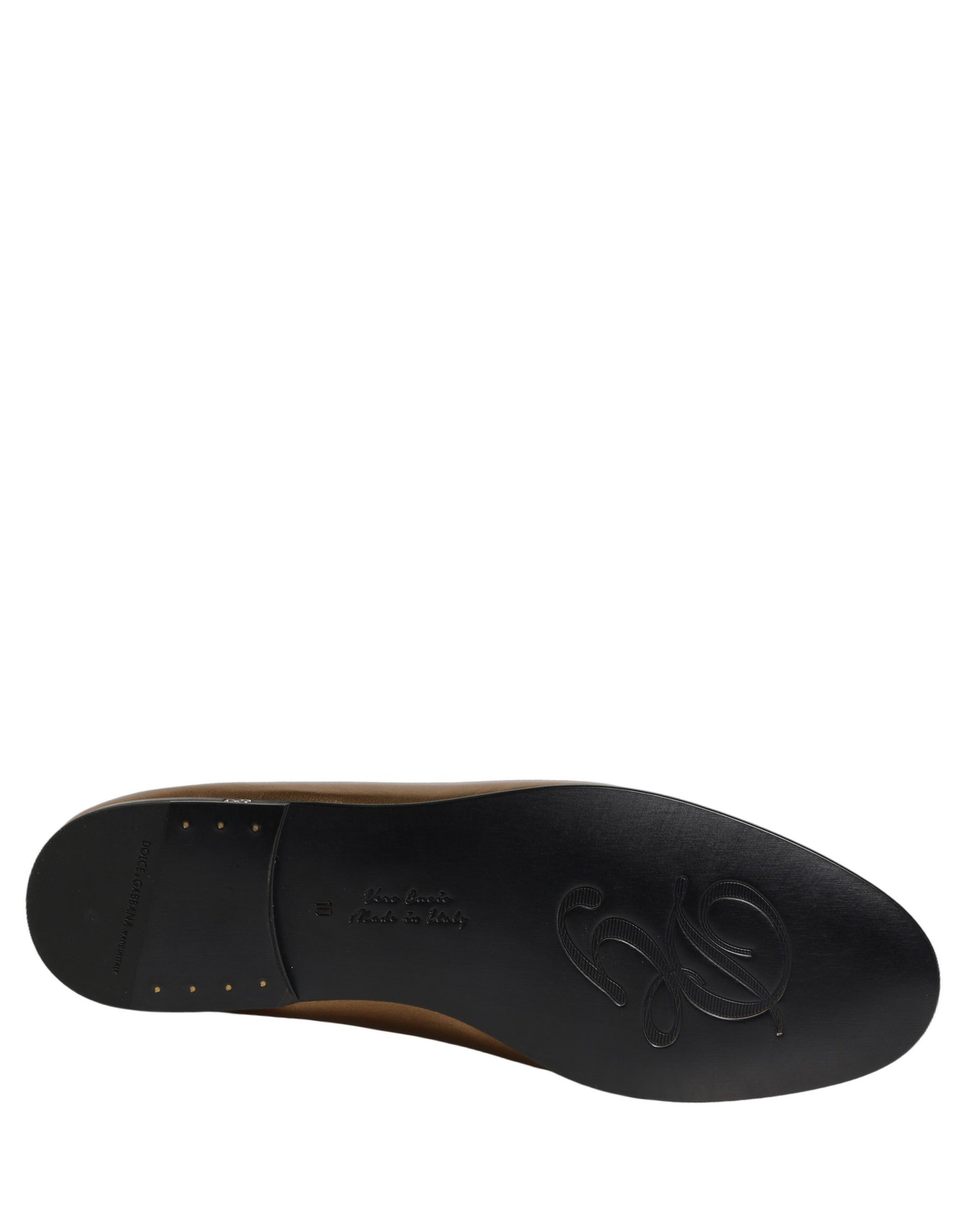 Dolce & Gabbana Gold Leather DG Logo Slip On Men Loafers Shoes | Regal Royce