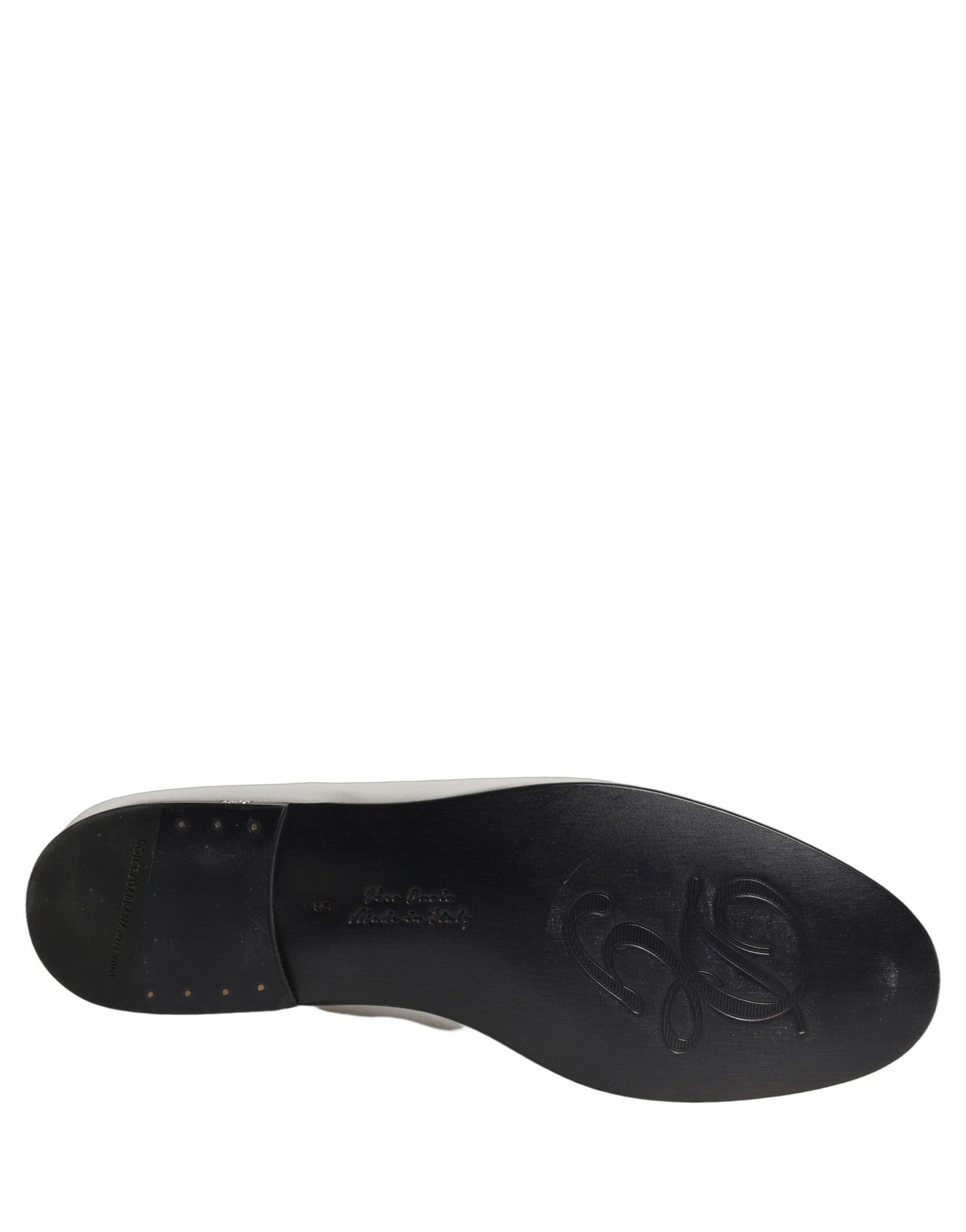 Dolce & Gabbana Silver Leather DG Logo Slip On Loafers Shoes | Regal Royce