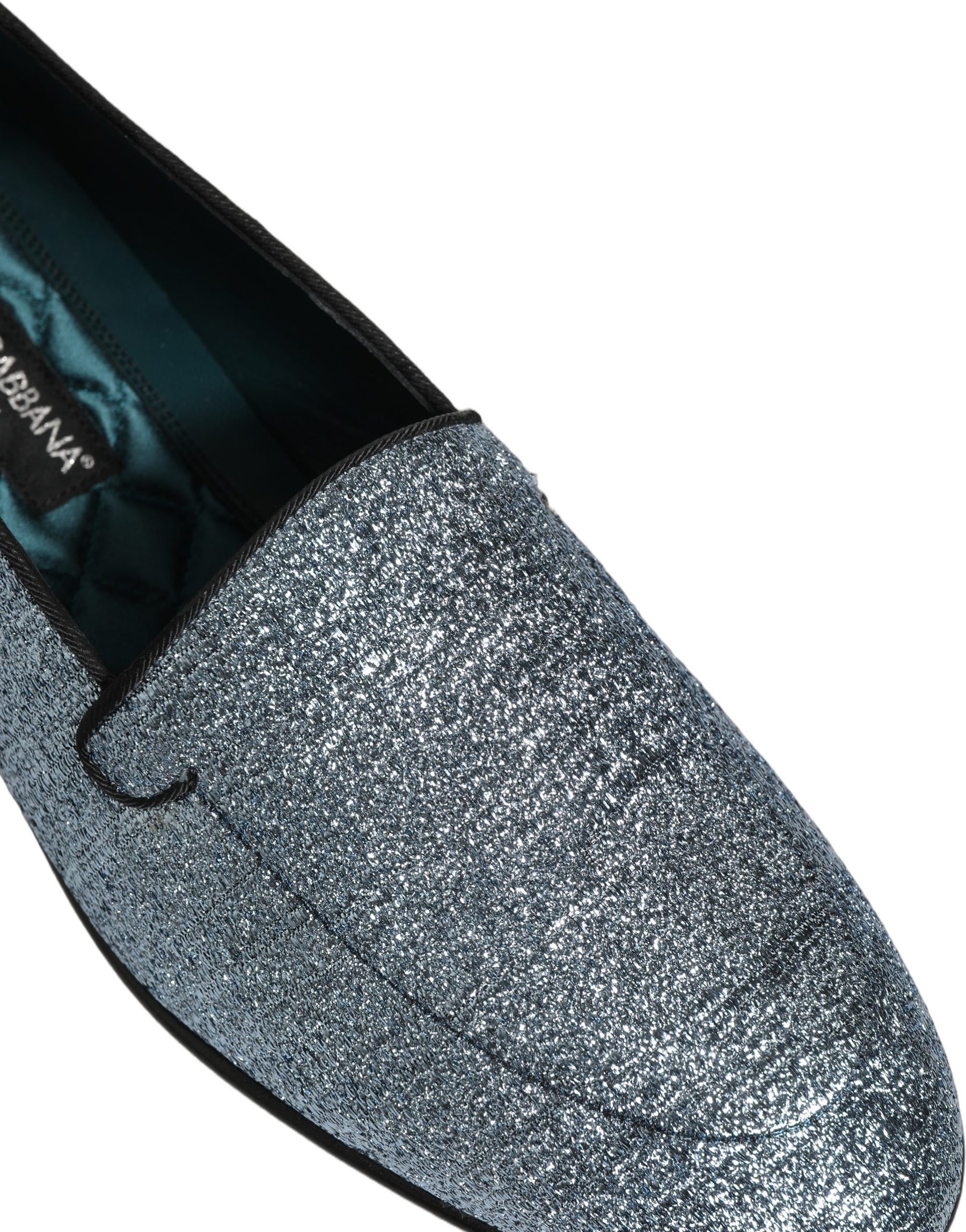 Dolce & Gabbana Blue Glitter Lurex DG Logo Dress Loafers Shoes | Regal Royce