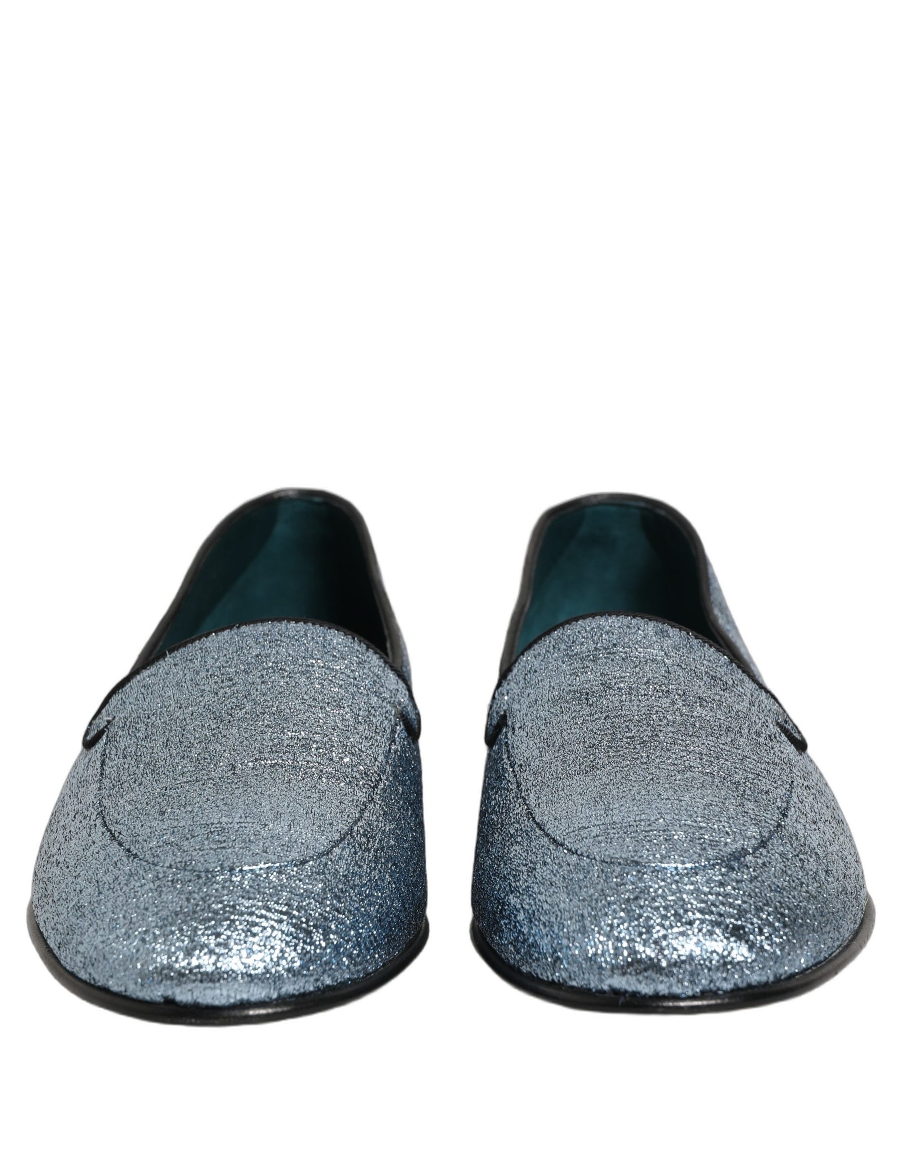 Dolce & Gabbana Blue Glitter Lurex DG Logo Dress Loafers Shoes | Regal Royce