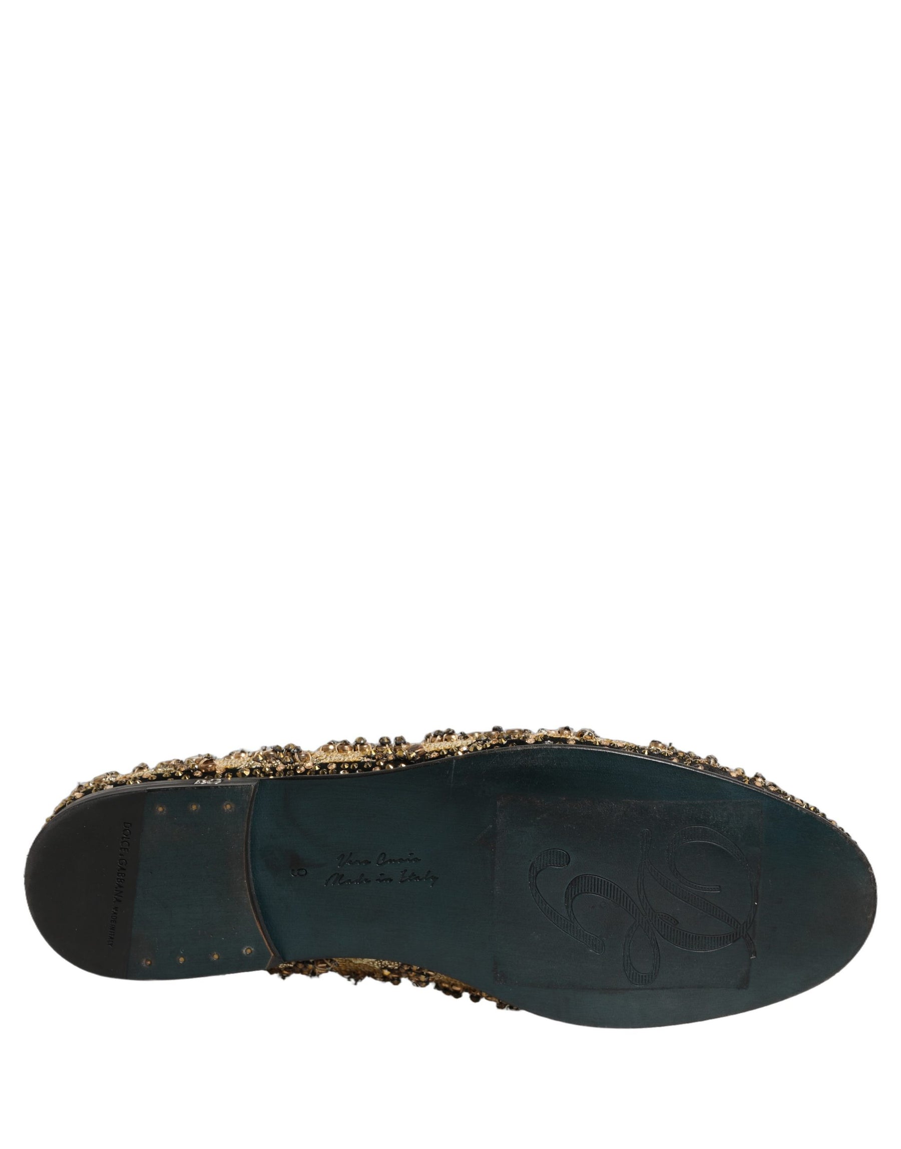Dolce & Gabbana Gold Sequin Embellished Dress Loafers Shoes | Regal Royce