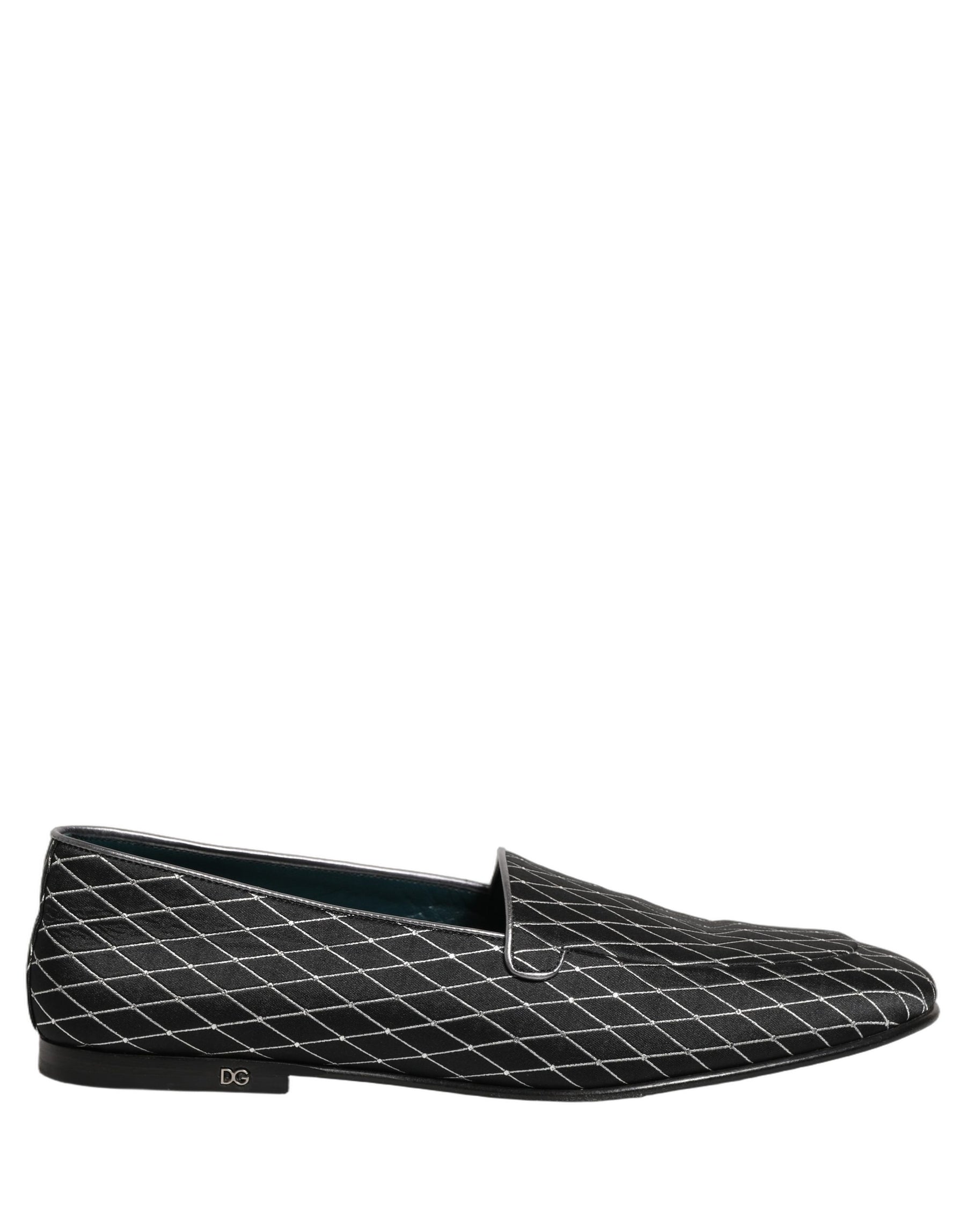 Dolce & Gabbana Black Velvet Diamond Stitched Loafers Shoes | Regal Royce