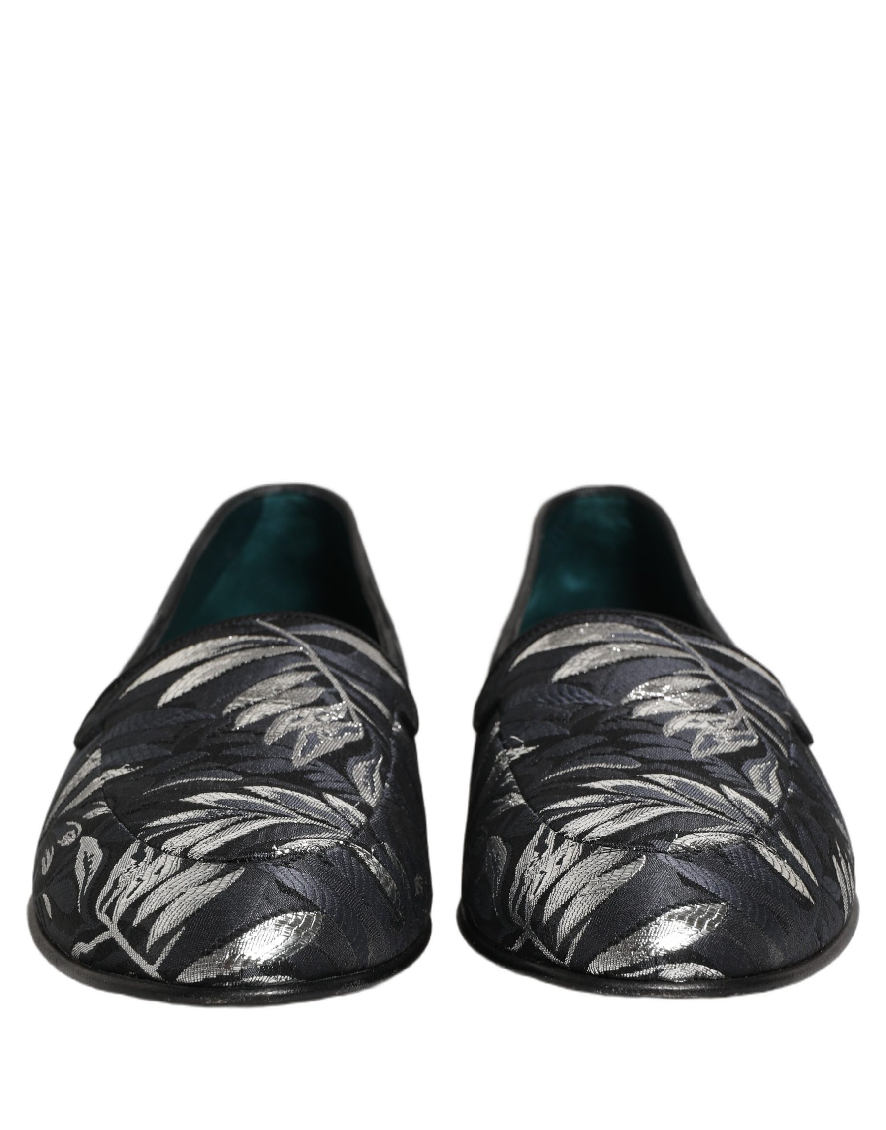Dolce & Gabbana Black Leaf Embroidery Dress Men Loafers Shoes | Regal Royce
