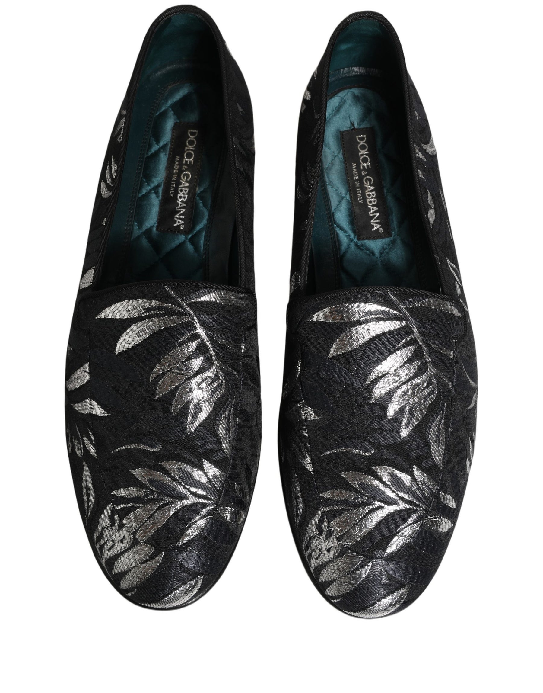 Dolce & Gabbana Black Leaf Embroidery Dress Men Loafers Shoes | Regal Royce