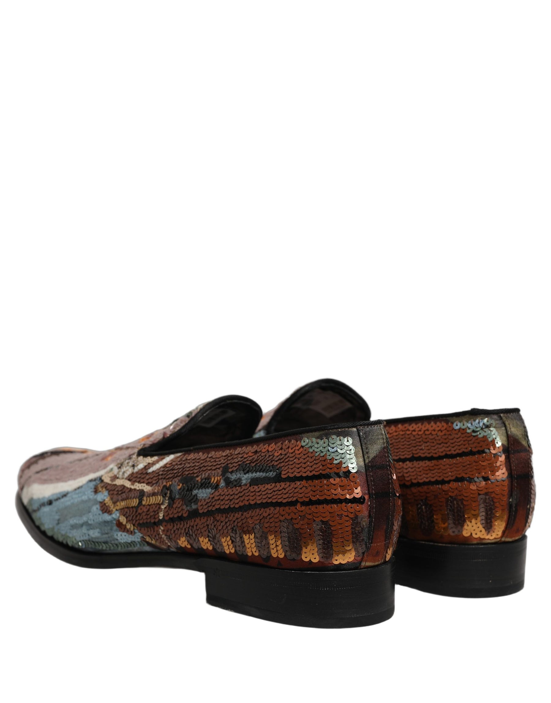 Dolce & Gabbana Multicolor Embroidered Sequin Loafers Shoes | Regal Royce