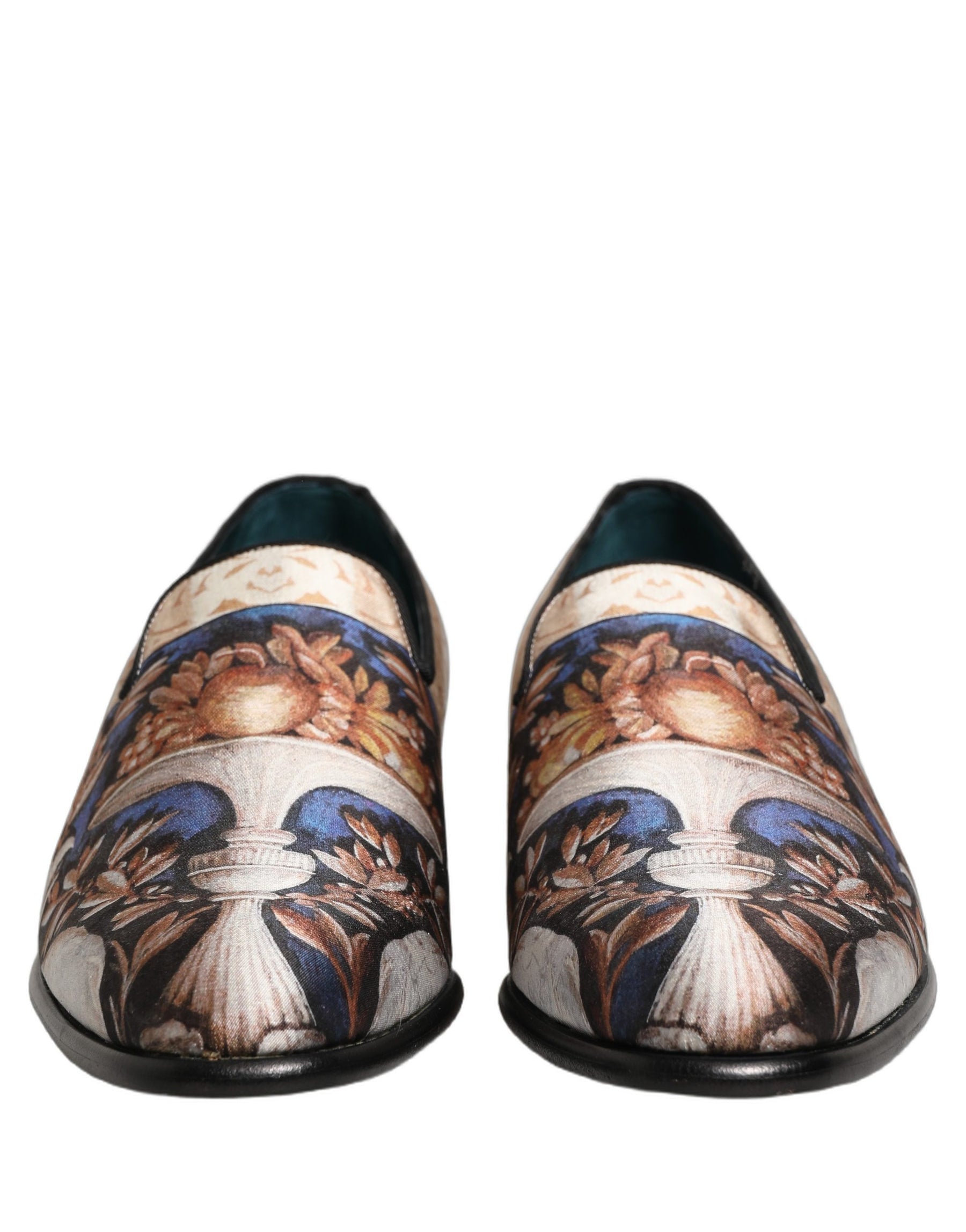 Dolce & Gabbana Multicolor Fruit Print Velvet Loafers Shoes | Regal Royce