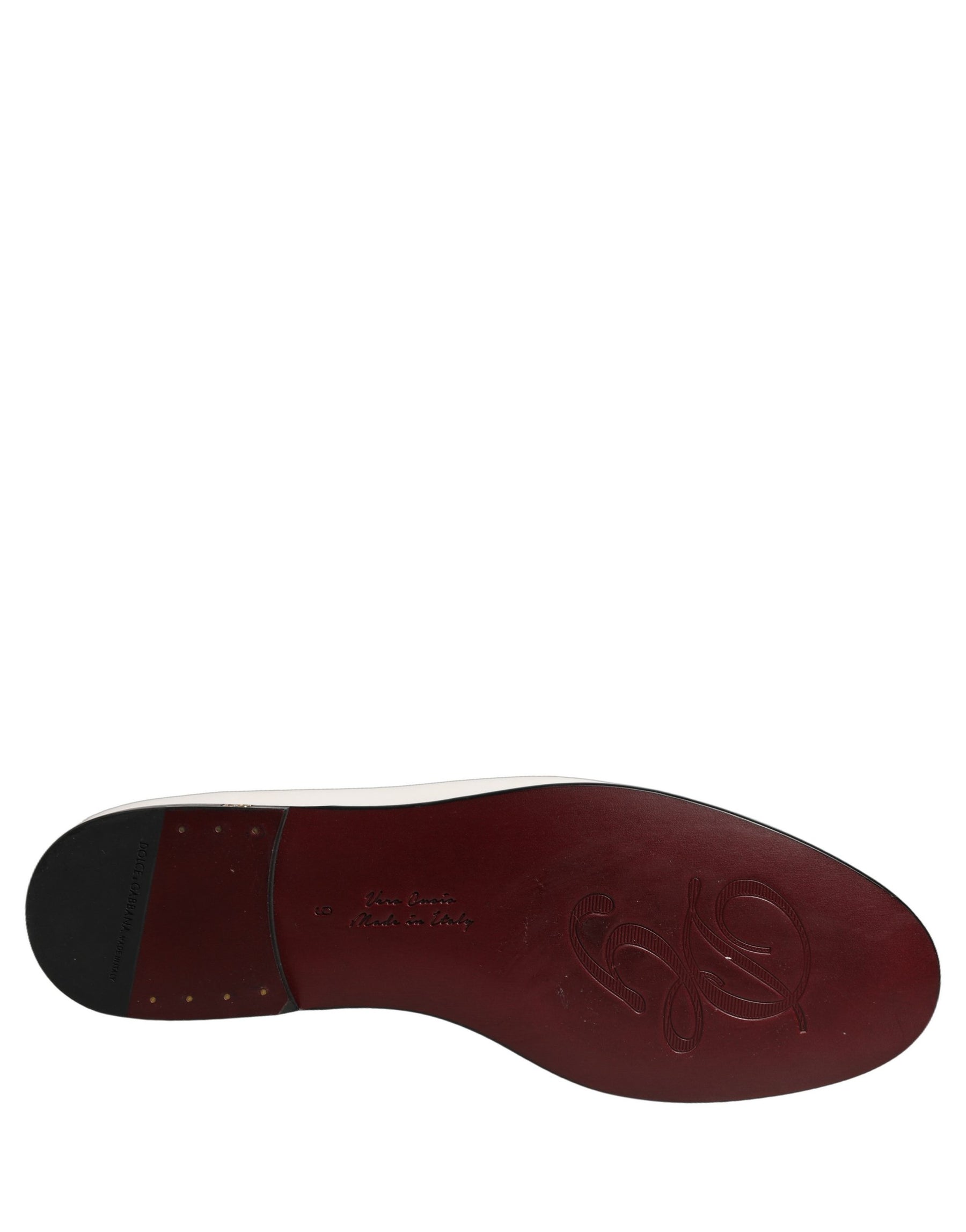 Dolce & Gabbana White Leather Logo Slip On Men Loafers Shoes | Regal Royce