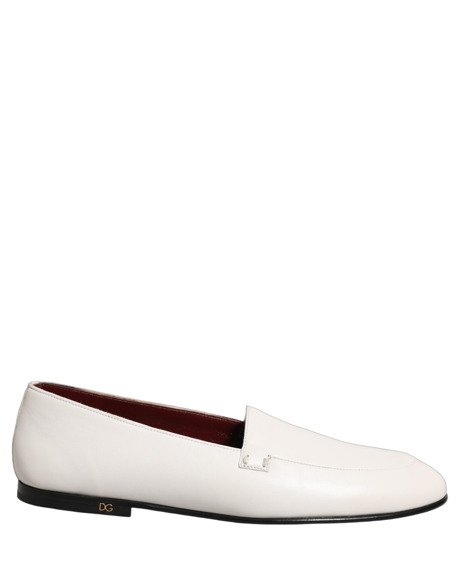 Dolce & Gabbana White Leather Logo Slip On Men Loafers Shoes | Regal Royce