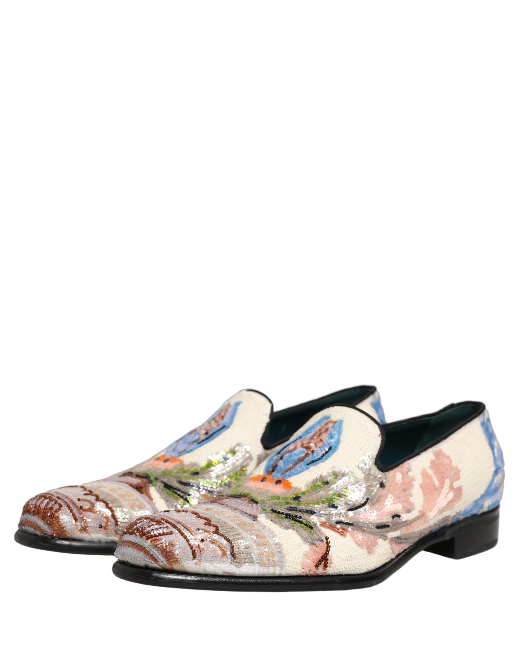 Dolce & Gabbana Multicolor Sequin Embroidered Loafers Shoes | Regal Royce