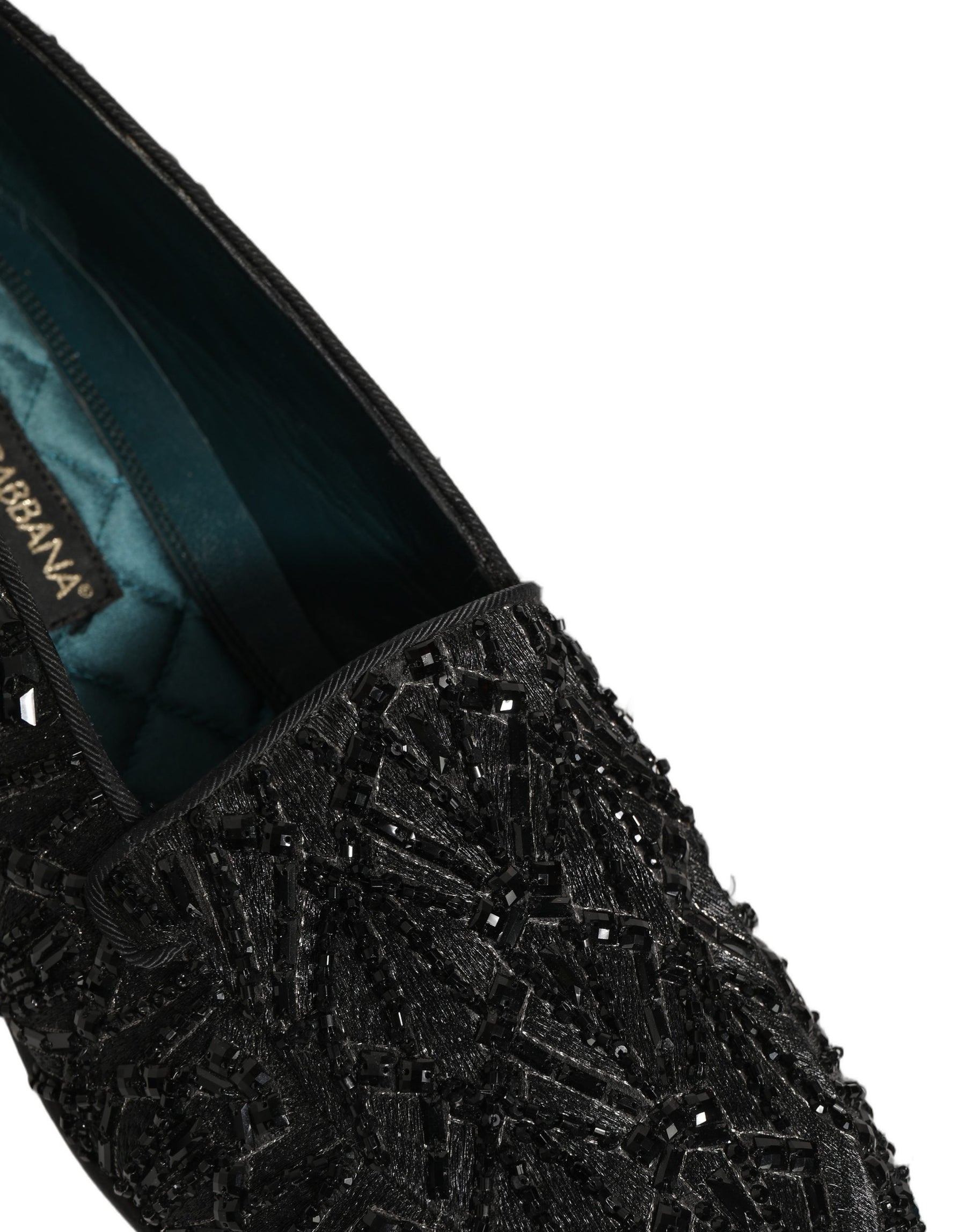 Dolce & Gabbana Black Velvet Embroidered Dress Loafers Shoes | Regal Royce