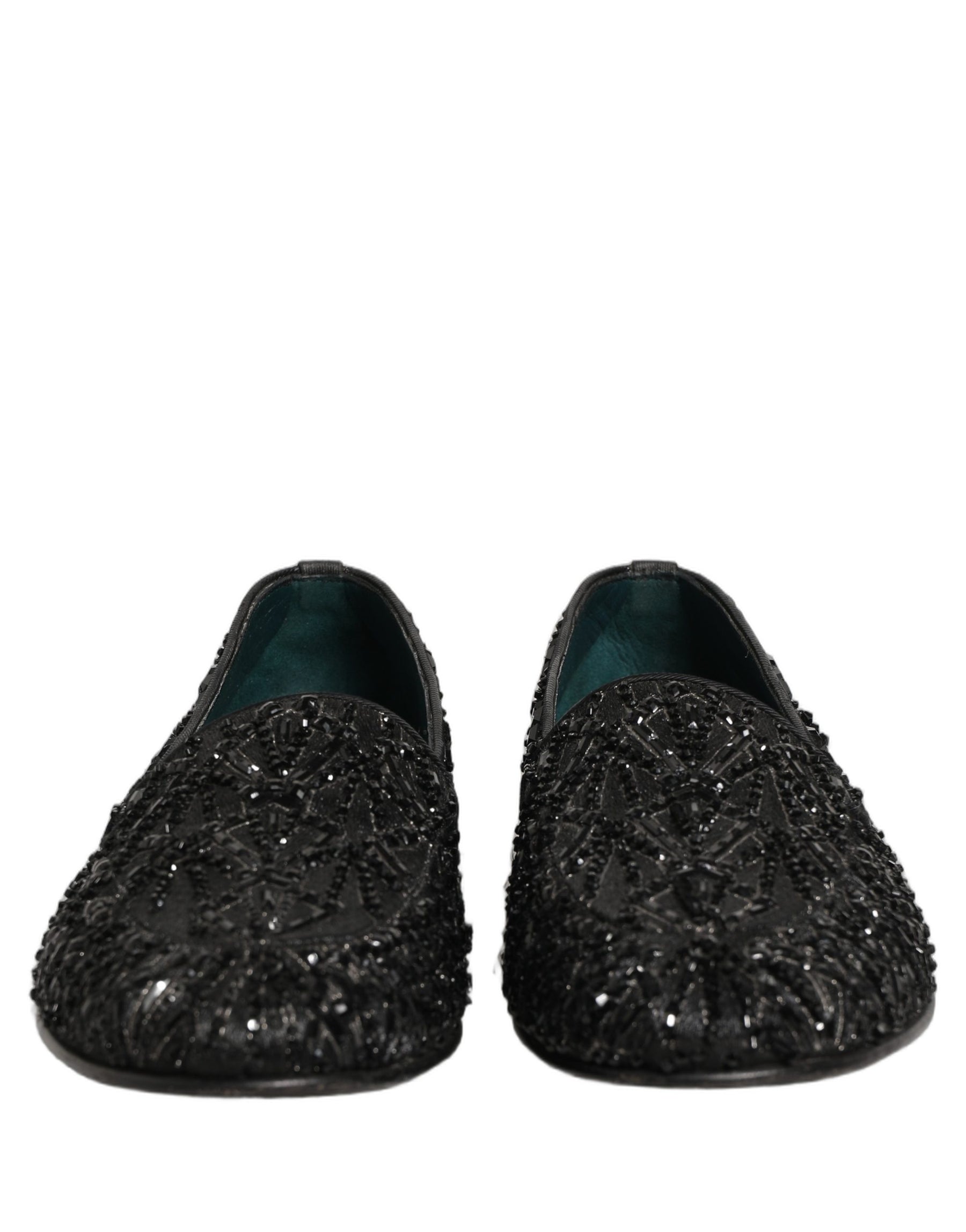Dolce & Gabbana Black Velvet Embroidered Dress Loafers Shoes | Regal Royce