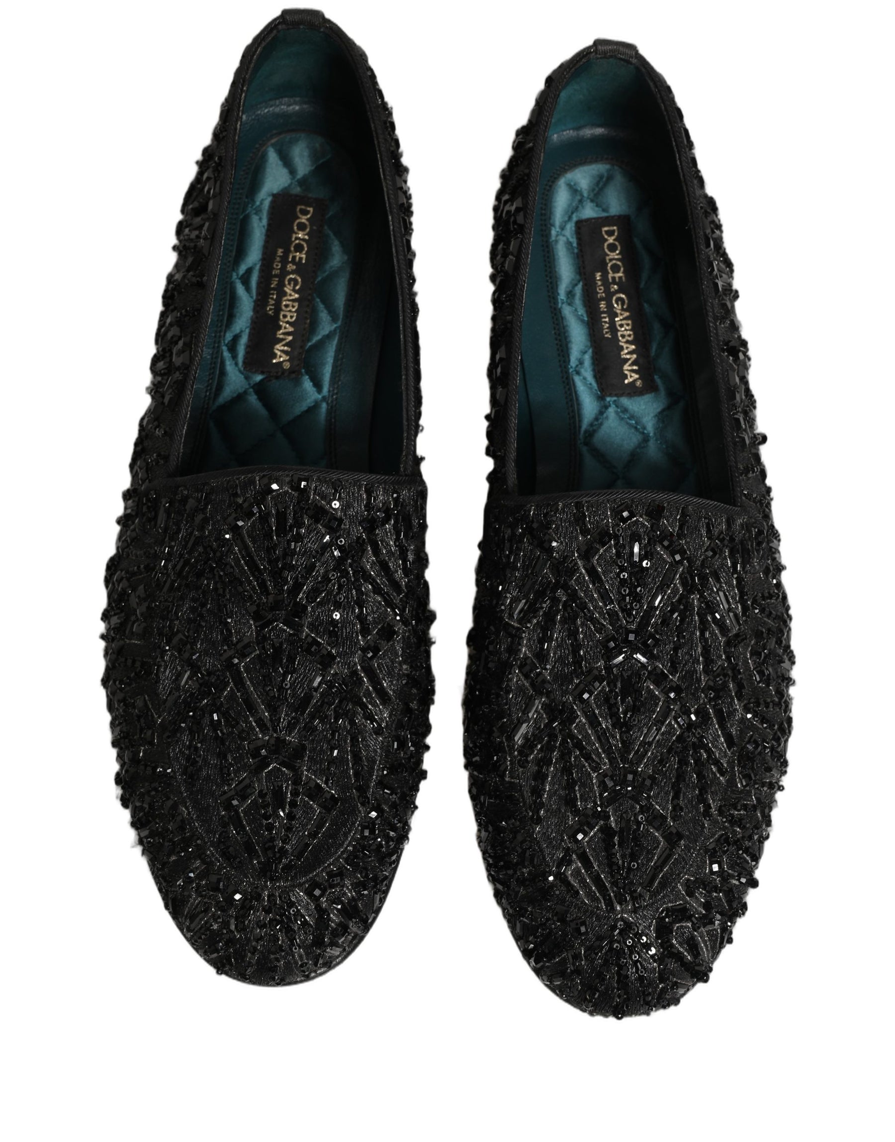 Dolce & Gabbana Black Velvet Embroidered Dress Loafers Shoes | Regal Royce