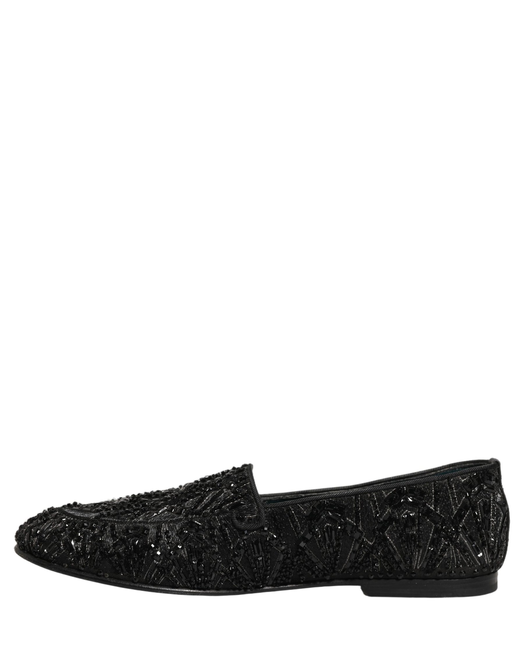 Dolce & Gabbana Black Velvet Embroidered Dress Loafers Shoes | Regal Royce