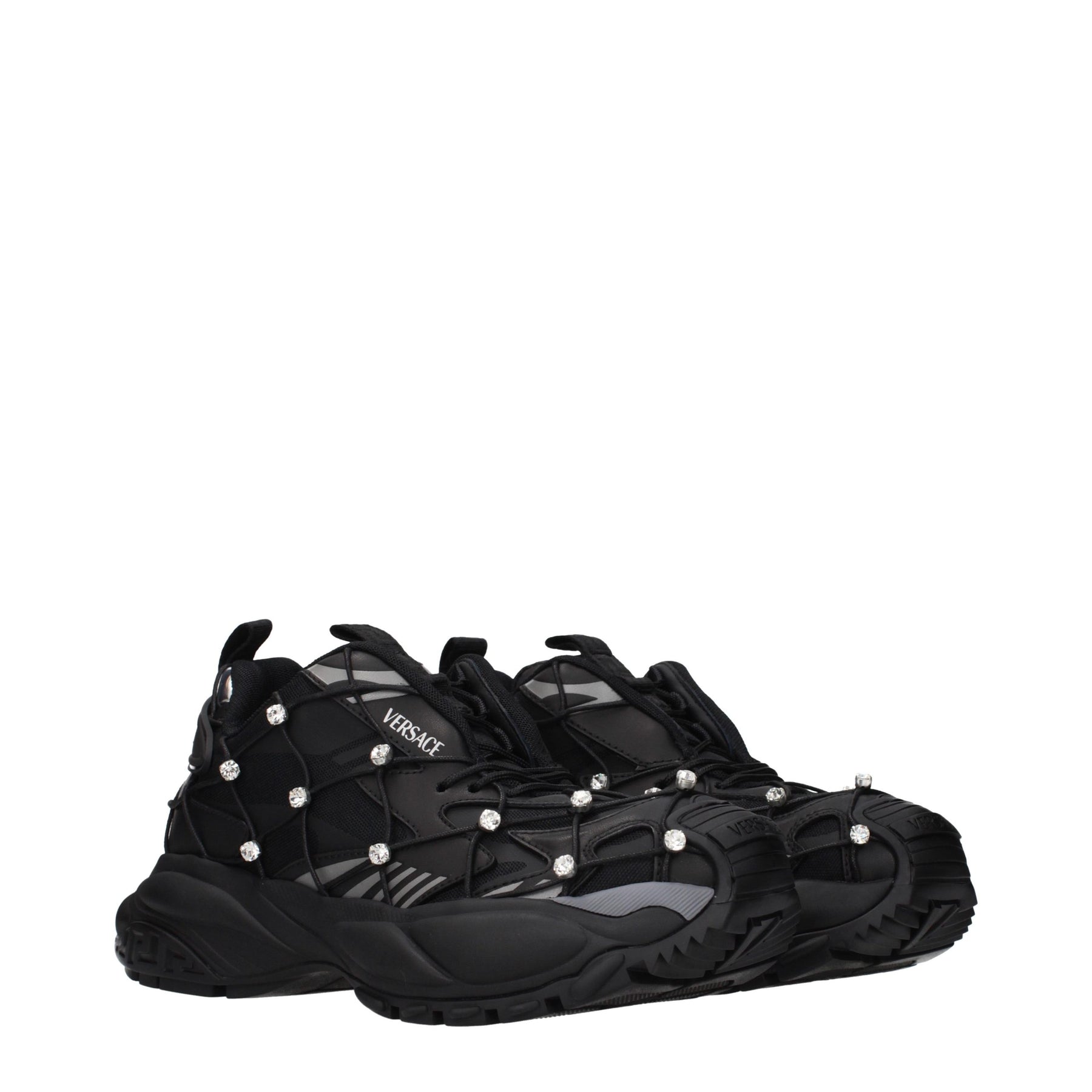 Versace Black Fabric Chunky Sneakers | Regal Royce