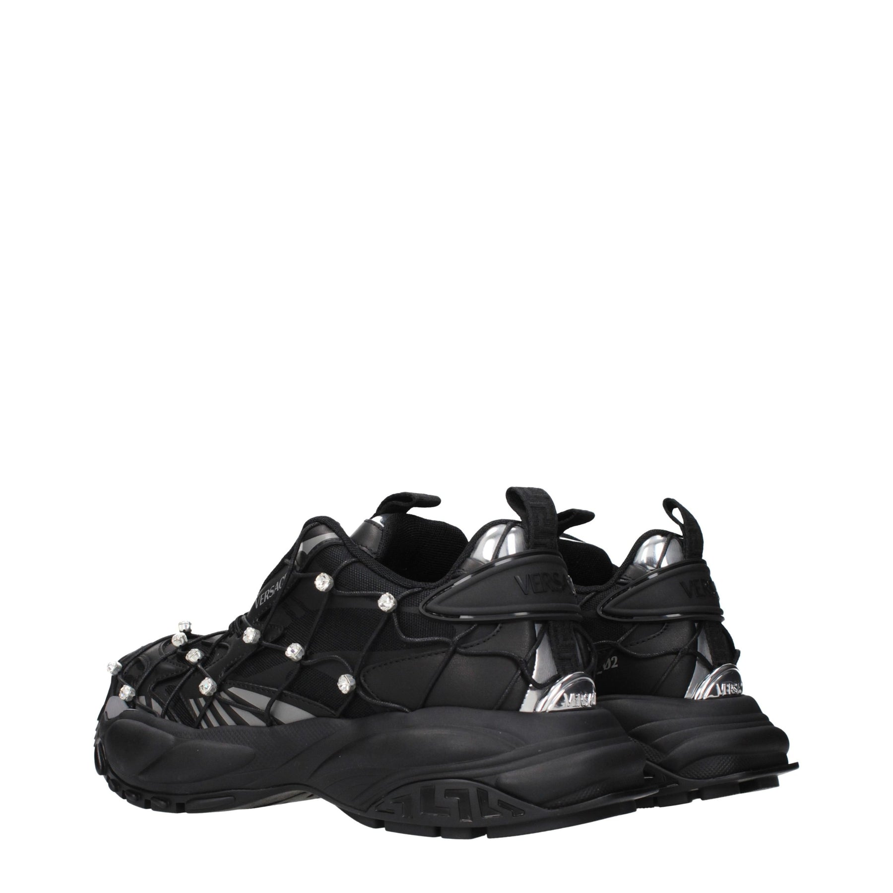 Versace Black Fabric Chunky Sneakers | Regal Royce