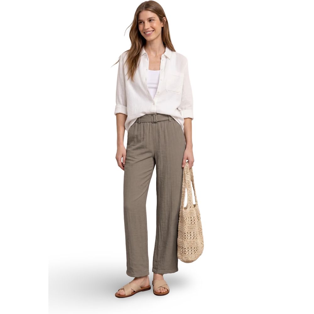 Street One Beige Viscose Casual Pants | Regal Royce