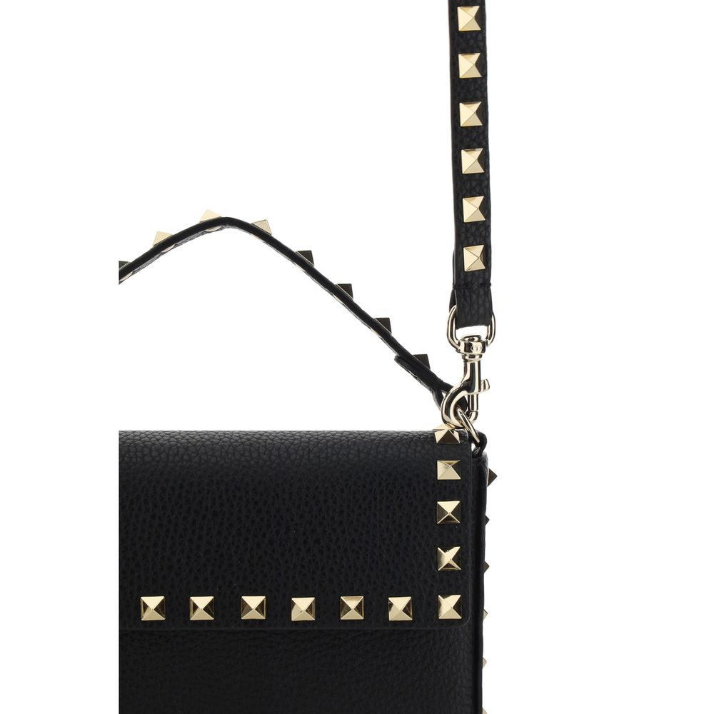 Valentino Garavani Black Calf Leather Bos Taurus Shoulder Bag | Regal Royce