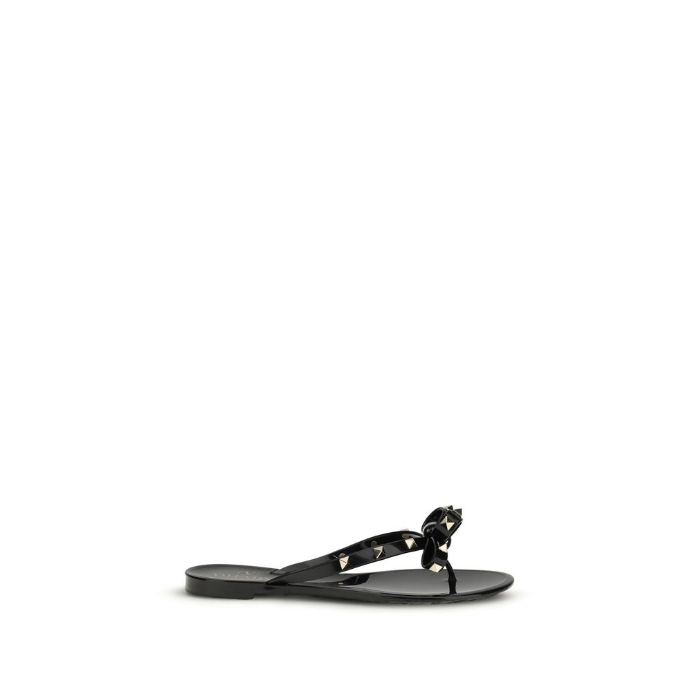 Valentino Garavani Black Cotton Flip-Flop Sandals | Regal Royce