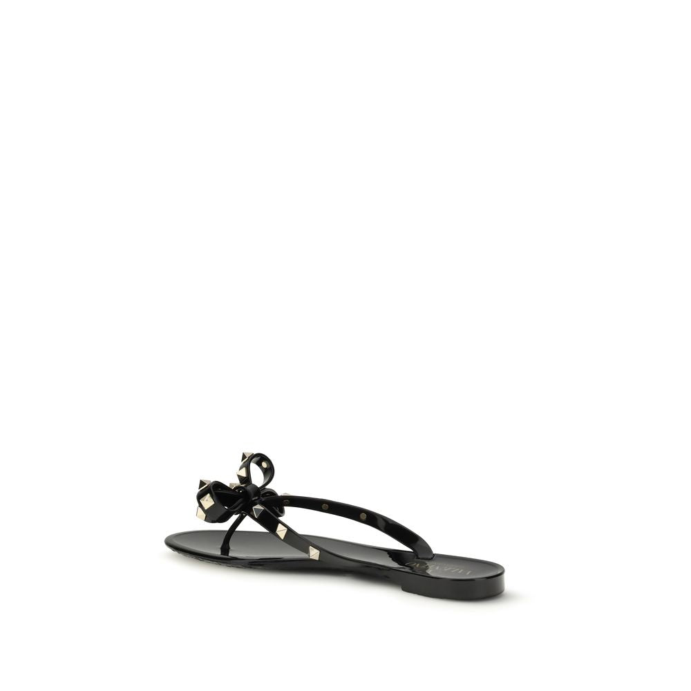 Valentino Garavani Black Cotton Flip-Flop Sandals | Regal Royce