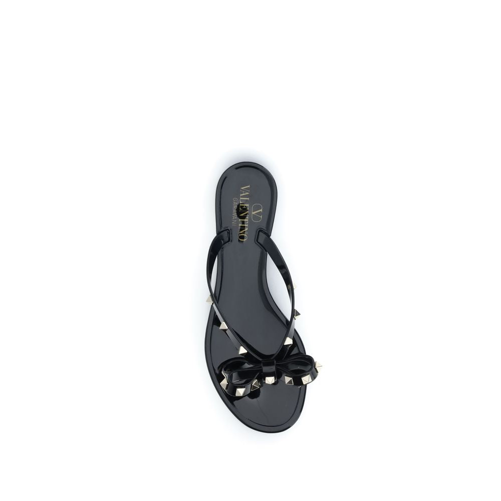 Valentino Garavani Black Cotton Flip-Flop Sandals | Regal Royce