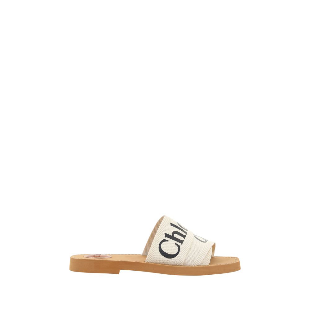 Chloé White Cotton Flat Sandals | Regal Royce
