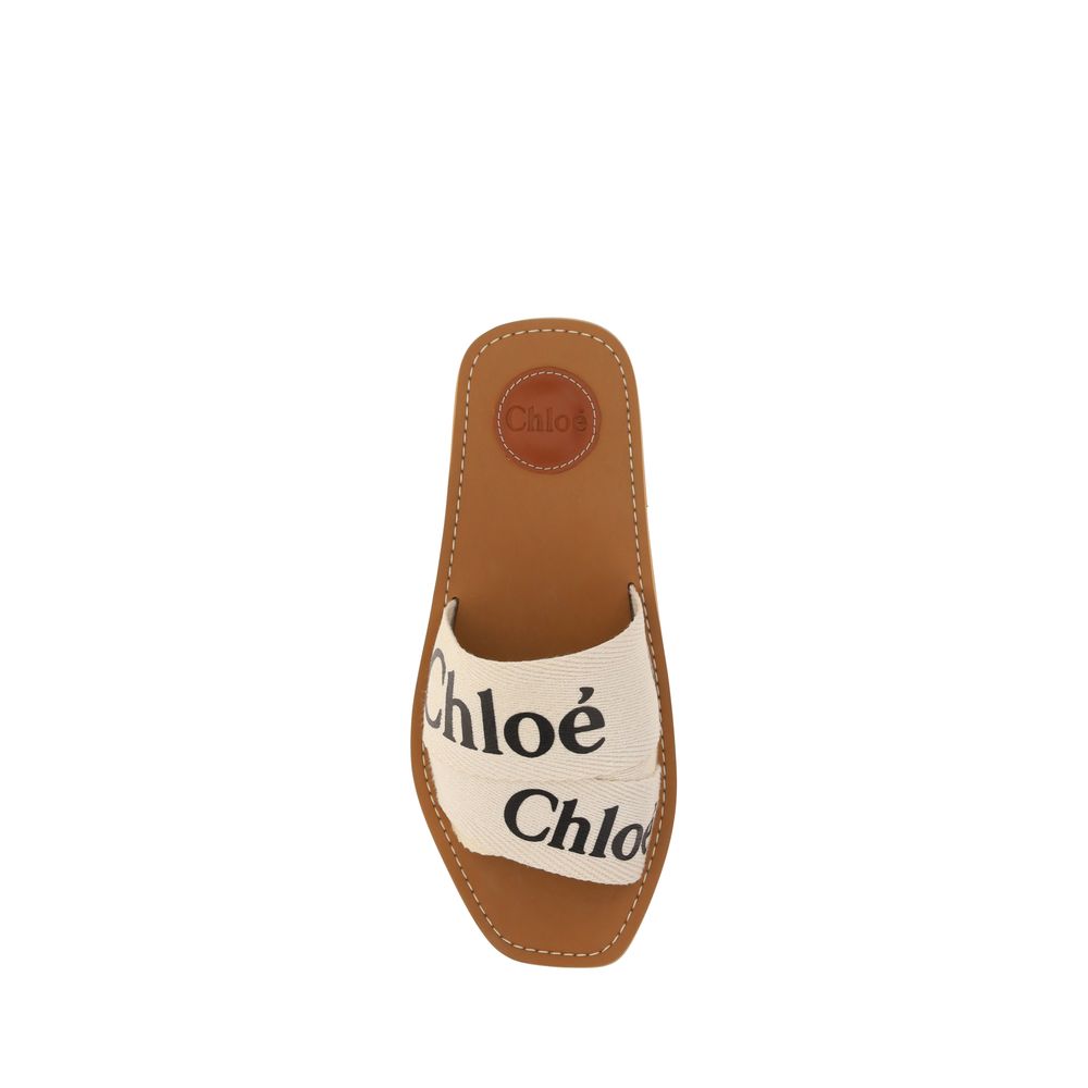 Chloé White Cotton Flat Sandals | Regal Royce