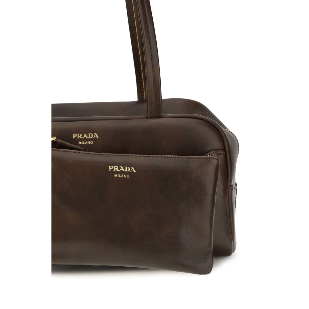 Prada Brown Calf Leather Bos Taurus Shoulder Bag | Regal Royce