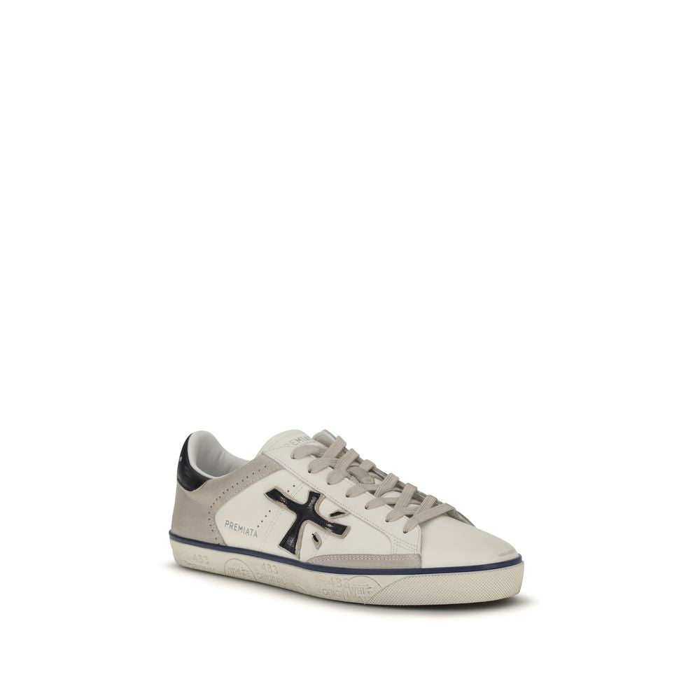 Premiata White Calf Leather Bos Taurus Low Top Sneakers | Regal Royce