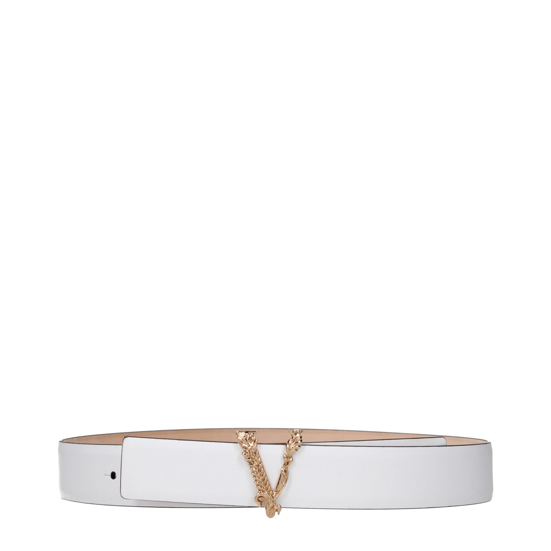Versace White Leather Regular Belt | Regal Royce
