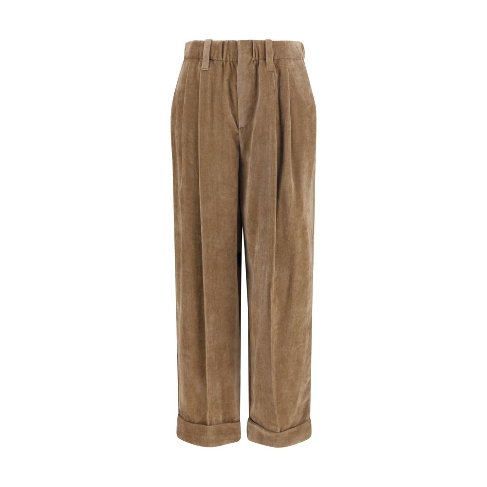 Brunello Cucinelli Brown Viscose Casual Pants | Regal Royce