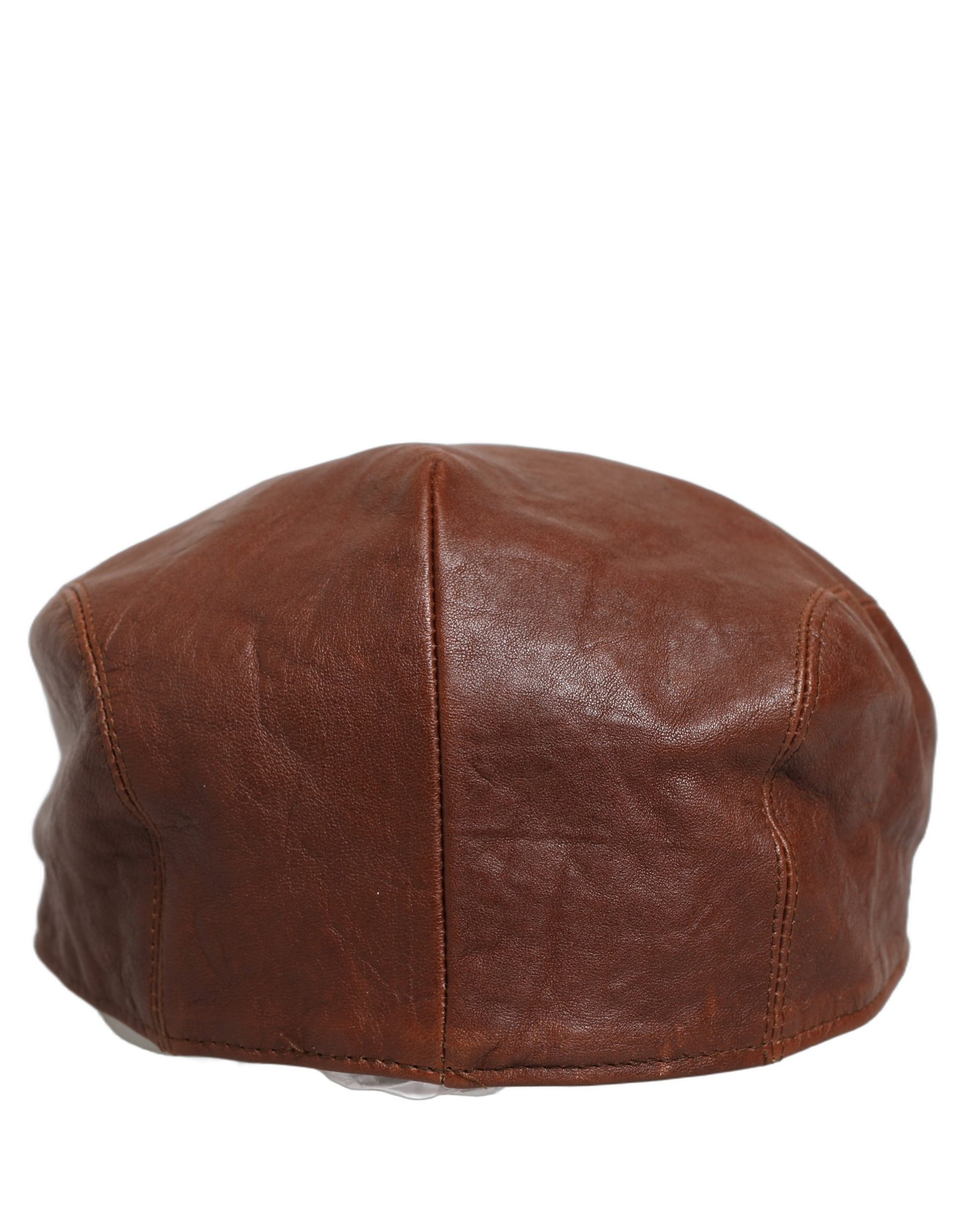 Dolce & Gabbana Men Brown Lamb Leather Newsboy Cloth Capello Hat | Regal Royce