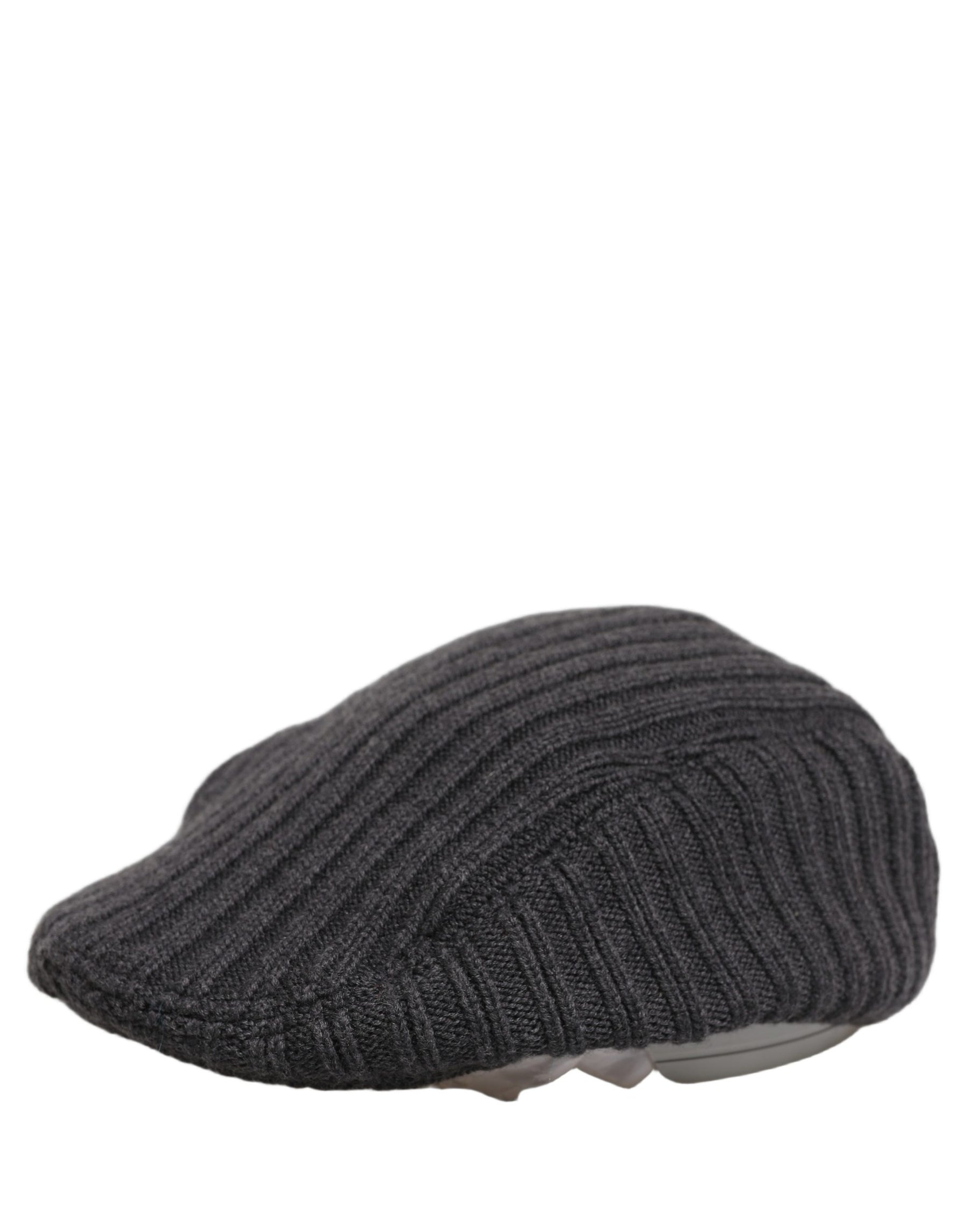 Dolce & Gabbana Men Dark Gray Wool Knitted Newsboy Capello Hat | Regal Royce
