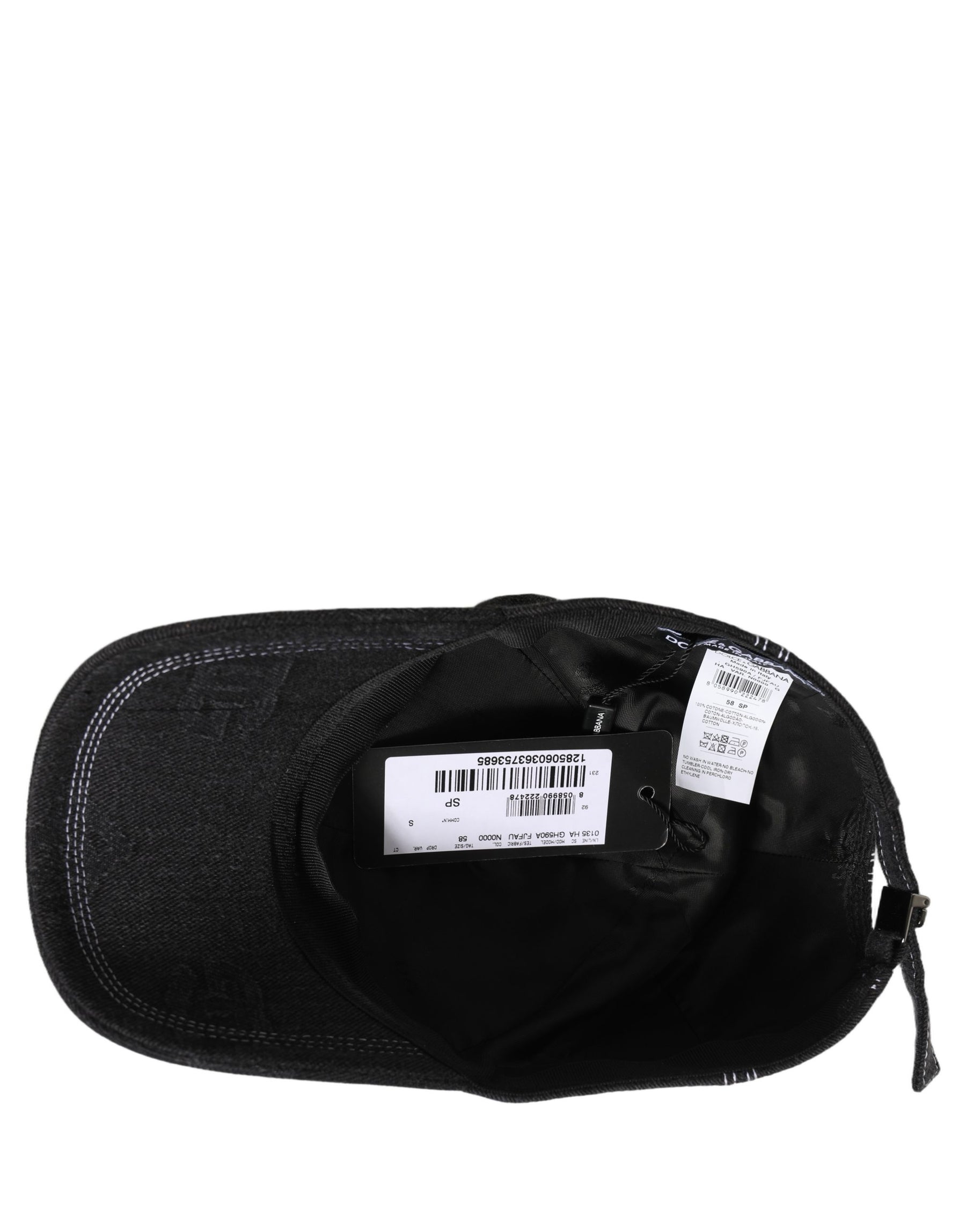 Dolce & Gabbana Men Black Cotton 6 Panel Baseball Capello Hat | Regal Royce