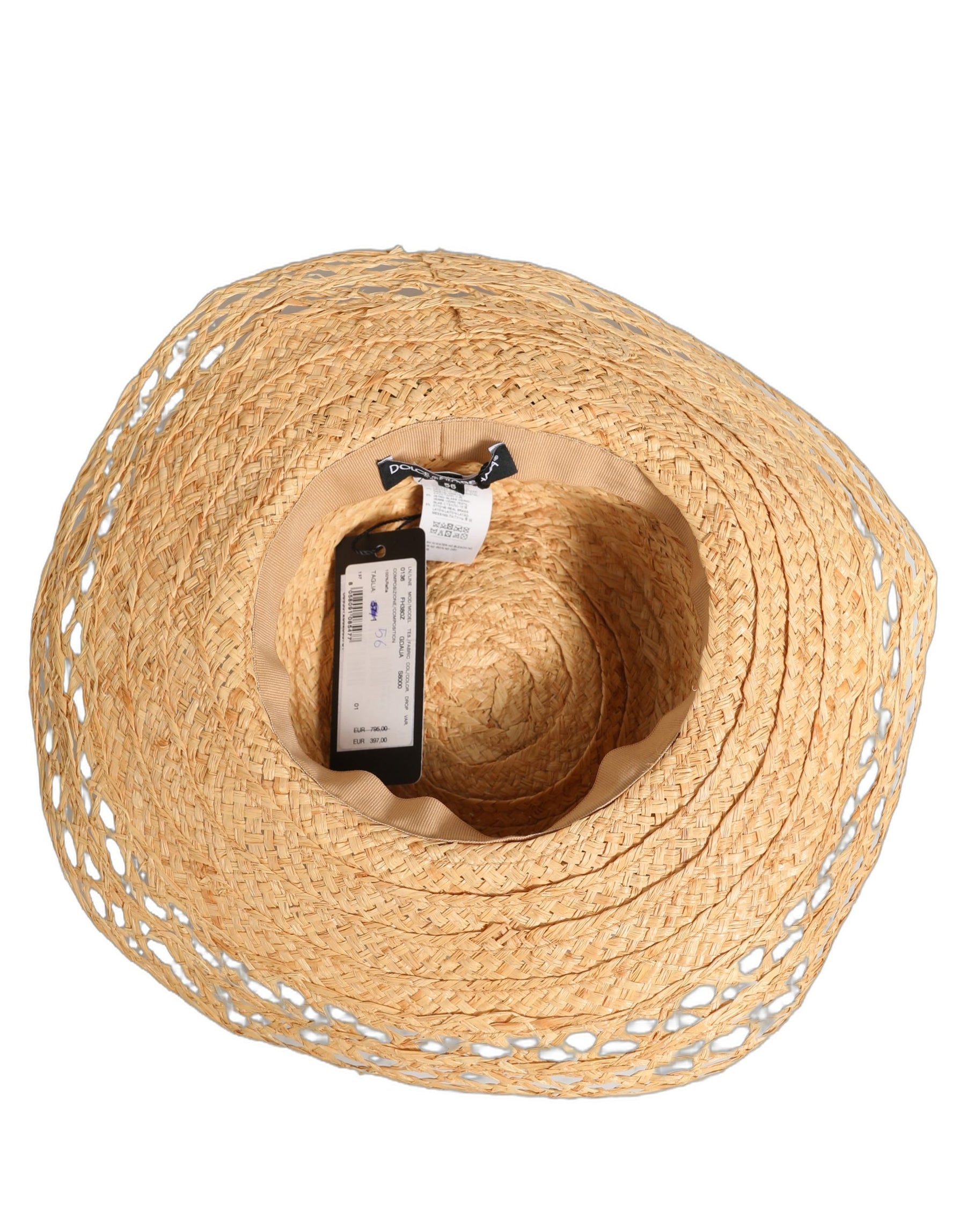Dolce & Gabbana Women Beige Wide Brim Floral Bucket Capello Hat | Regal Royce