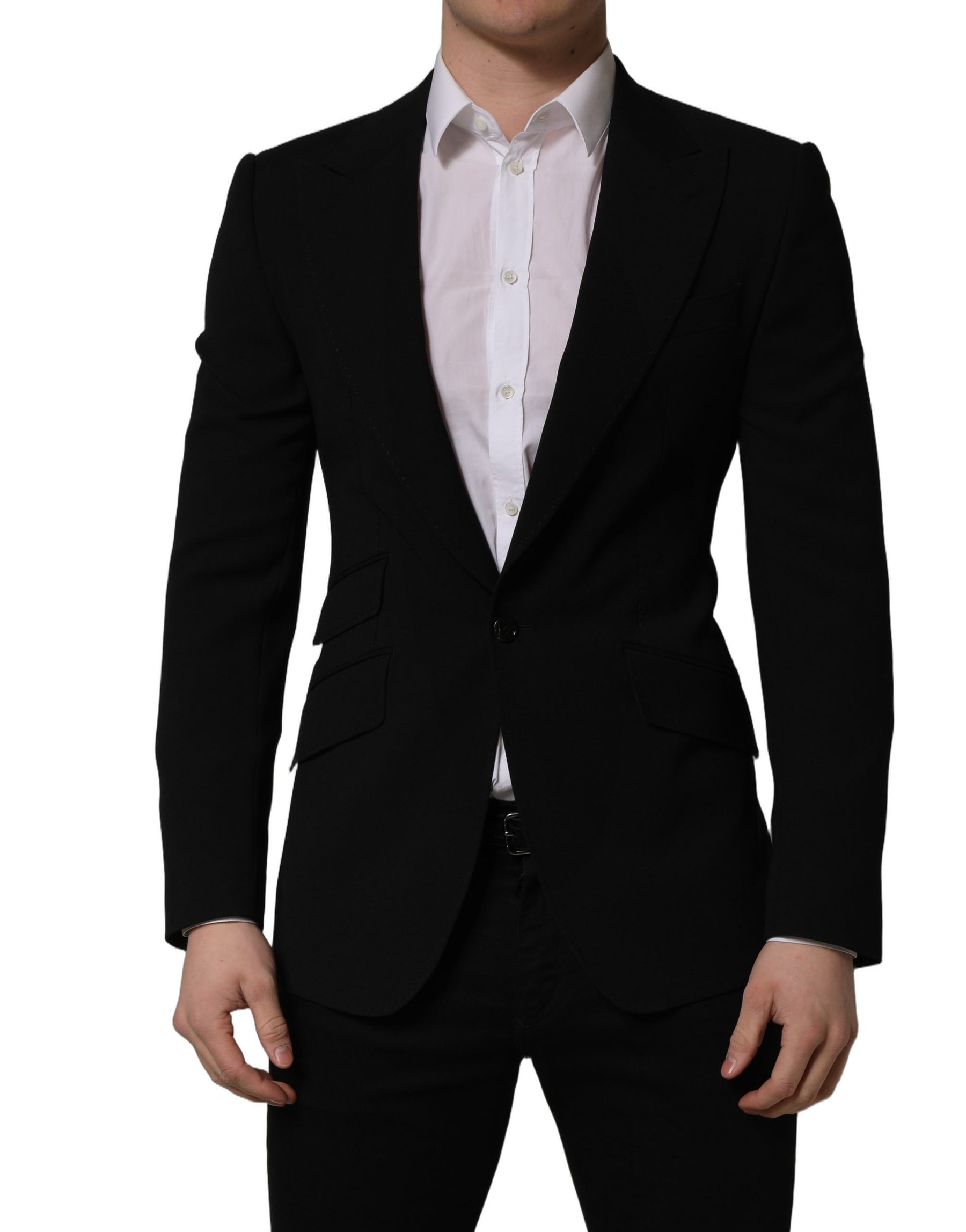 Dolce & Gabbana Black Wool Single Breasted Men Blazer Jacket | Regal Royce