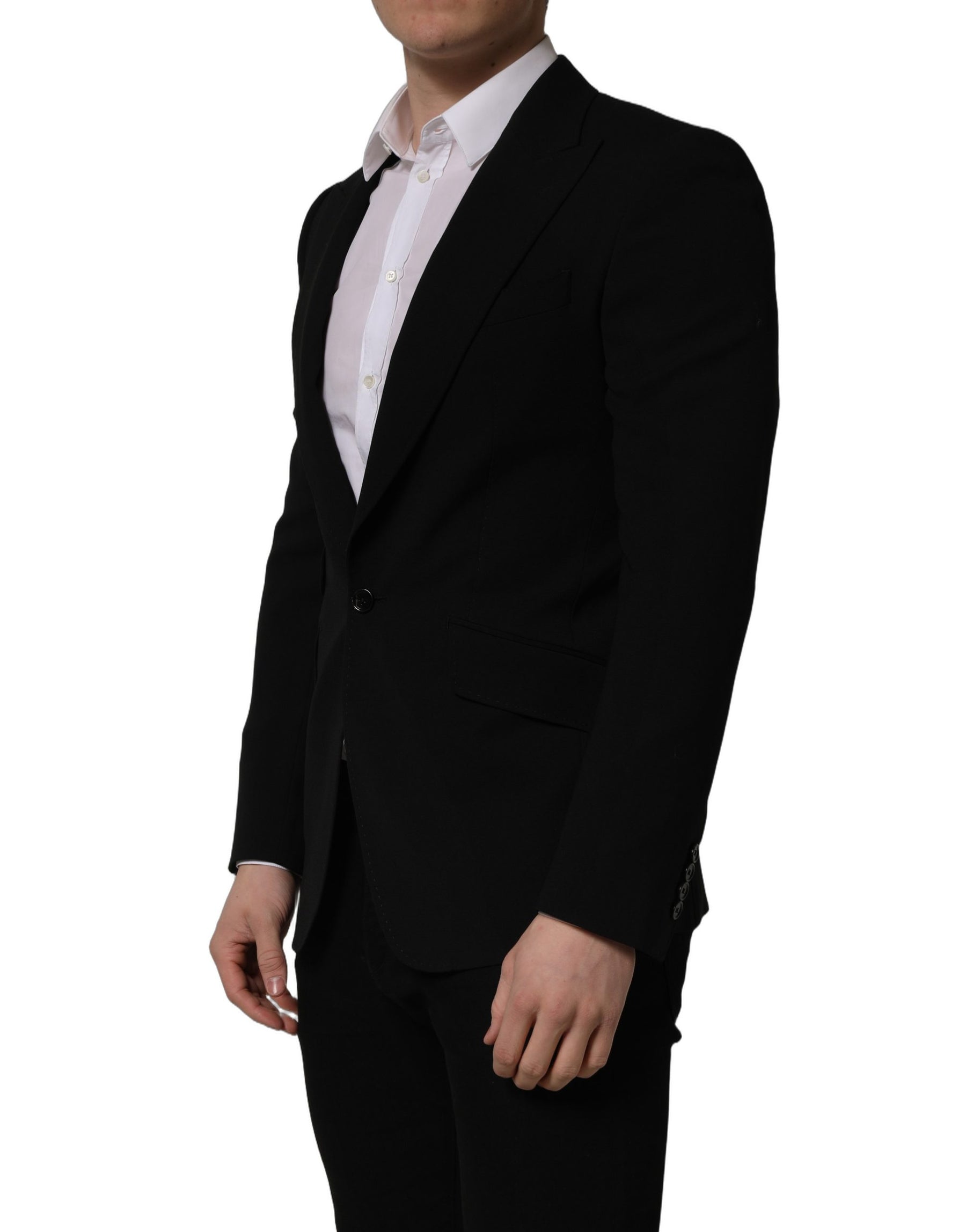 Dolce & Gabbana Black Wool Single Breasted Men Blazer Jacket | Regal Royce